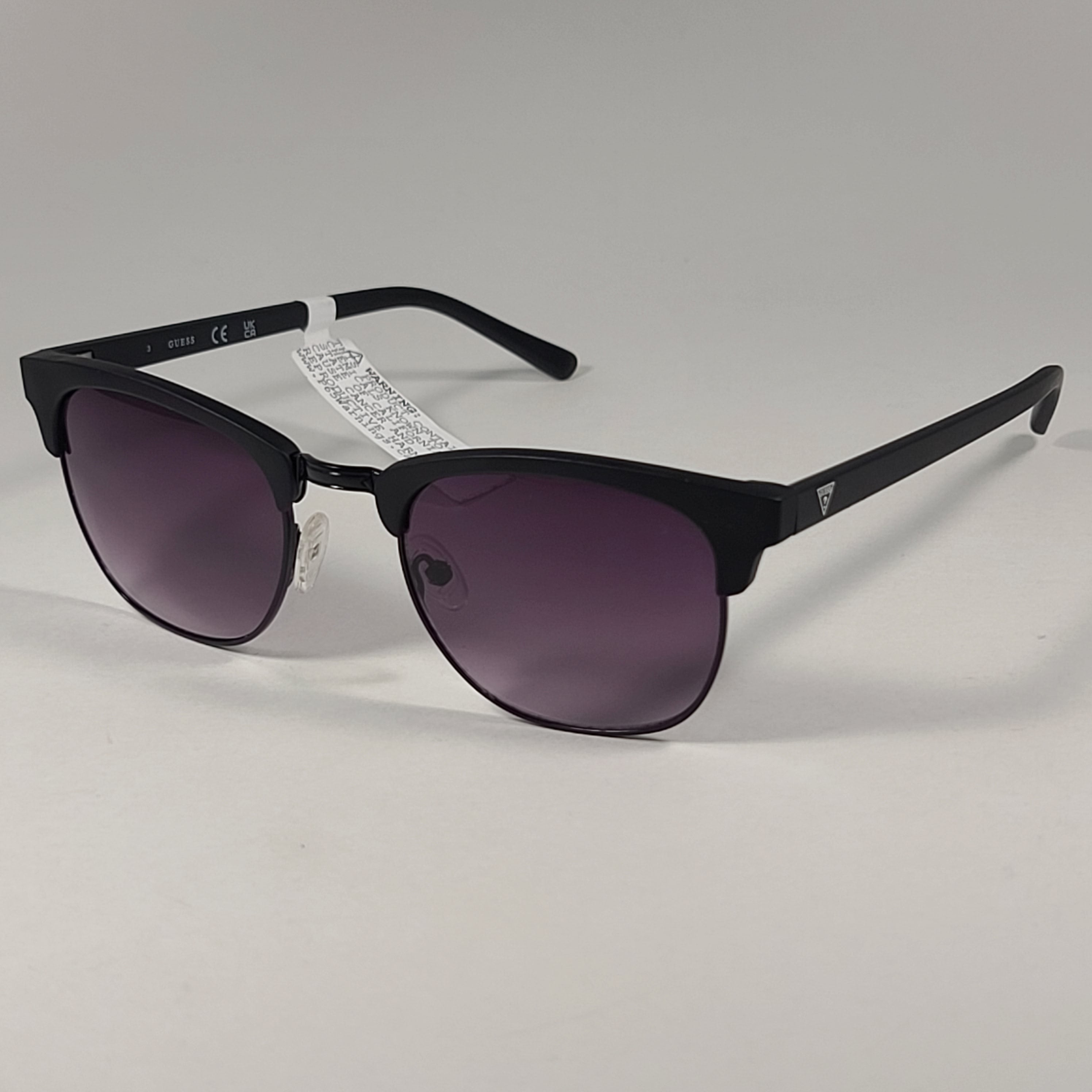 Guess Square Club Sunglasses Matte Black Frame Smoke Gradient Lens