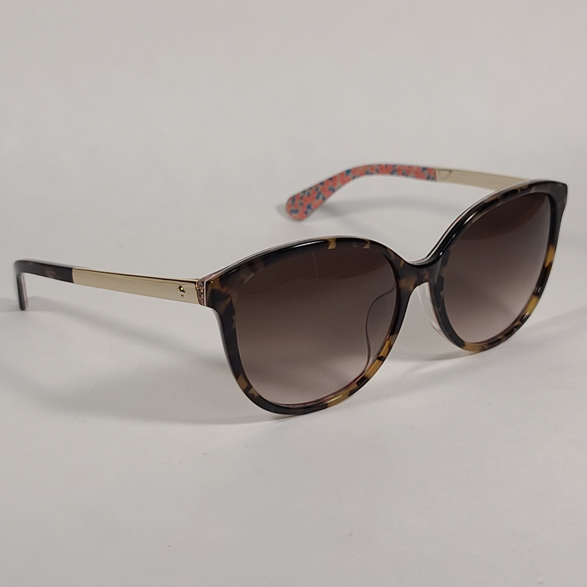 Kate Spade Karlena 2NLHA Round Cat Eye Sunglasses Havana Brown And Gol