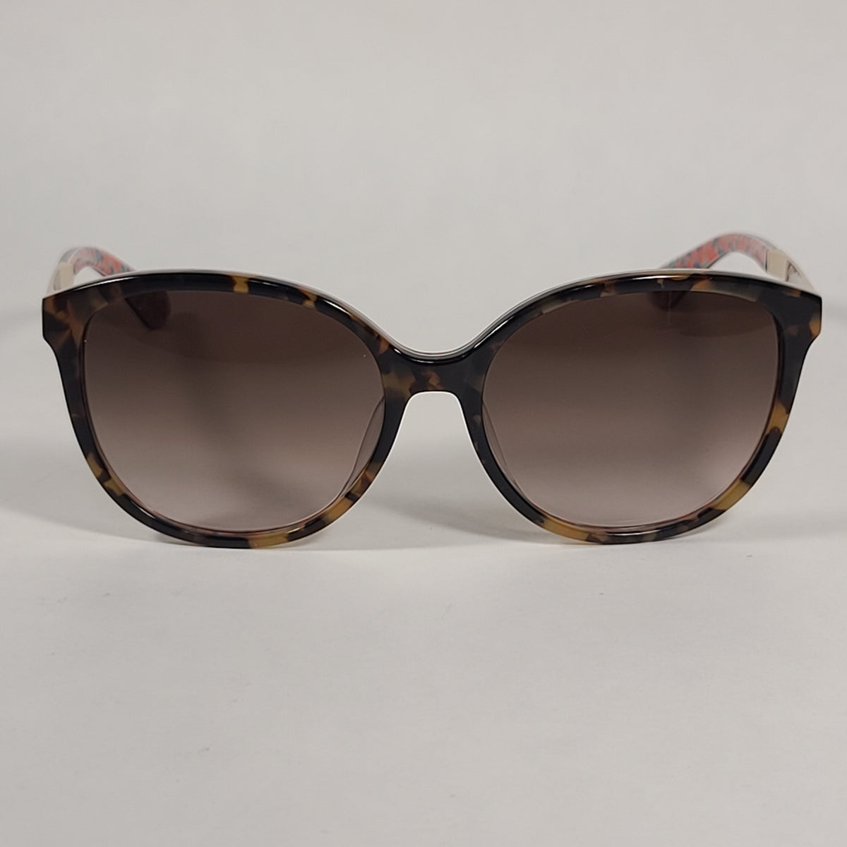 Kate Spade Karlena 2NLHA Round Cat Eye Sunglasses Havana Brown And Gol