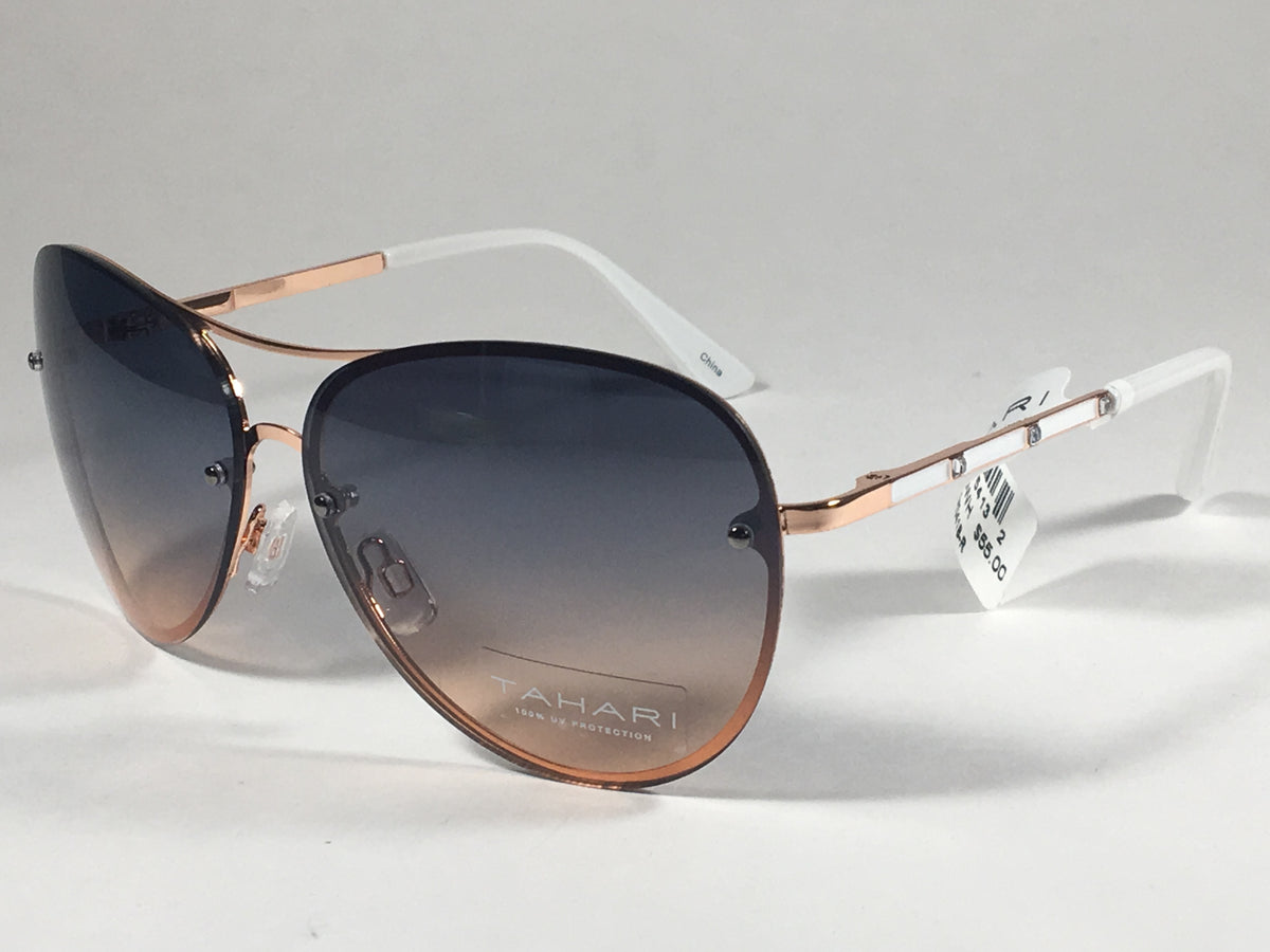 River Rose Gold Rimless Aviator Sunglasses