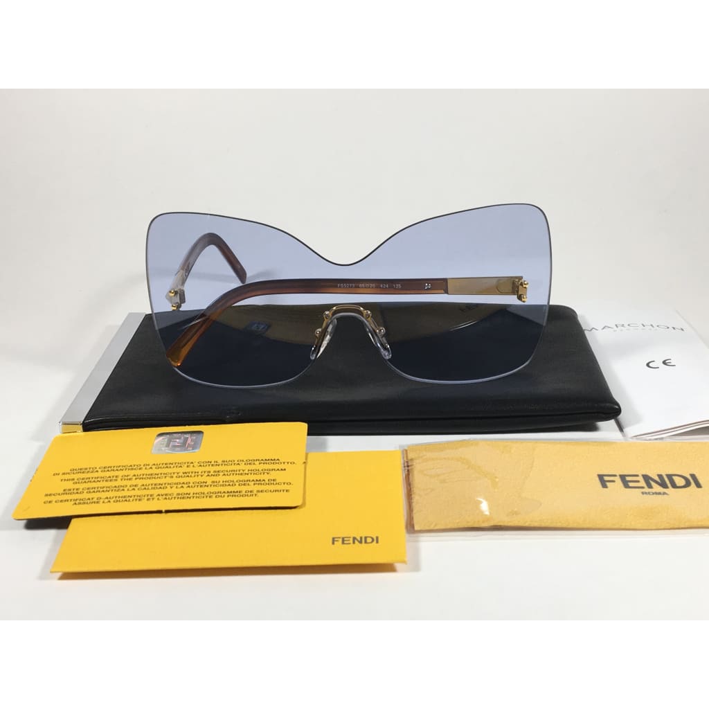 Authentic FENDI Shield Sunglasses FS5273 424-65-20-135 Blue 100