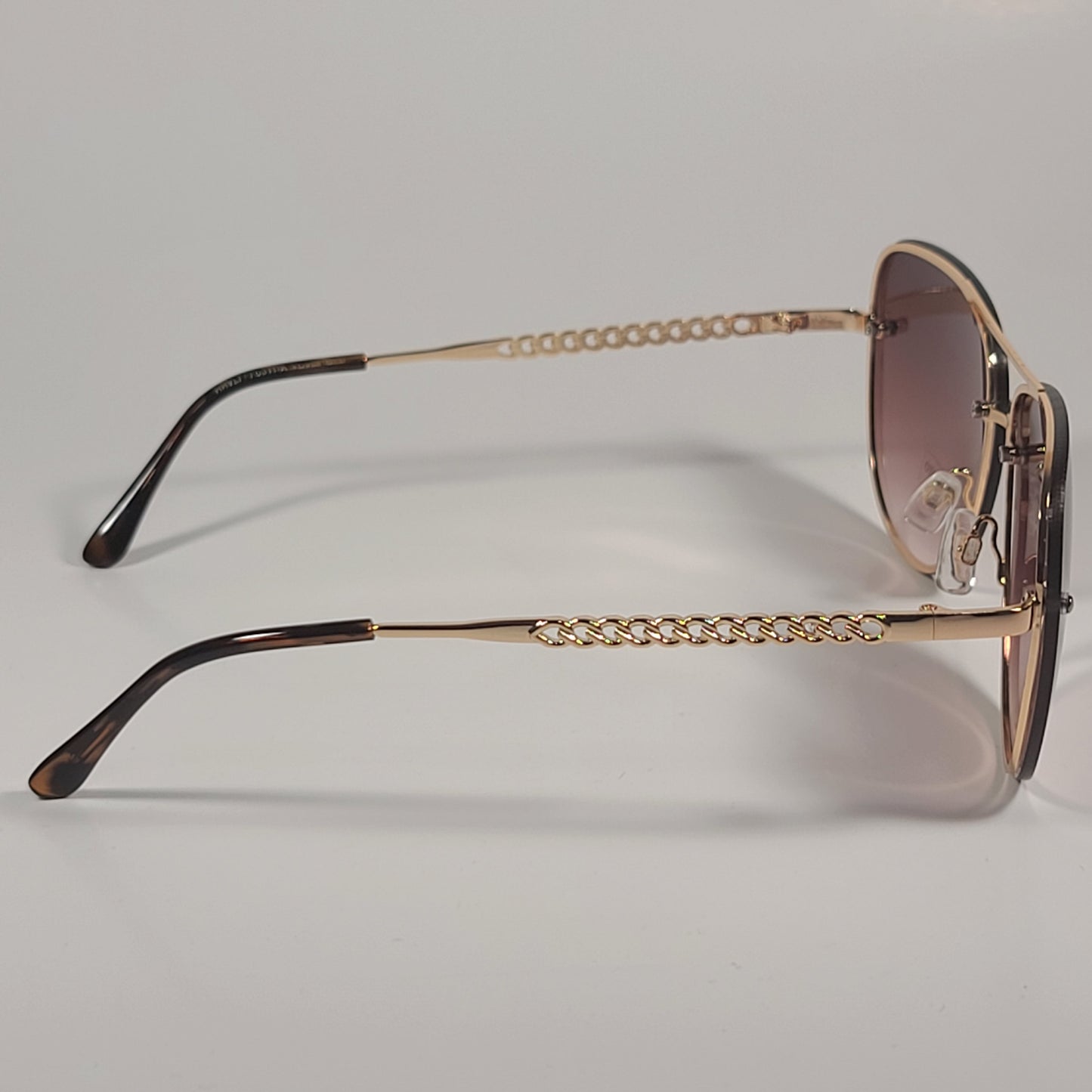 Vince Camuto Rimless Navigator Sunglasses Gold Frame Brown Gradient Lens VC954 GLD