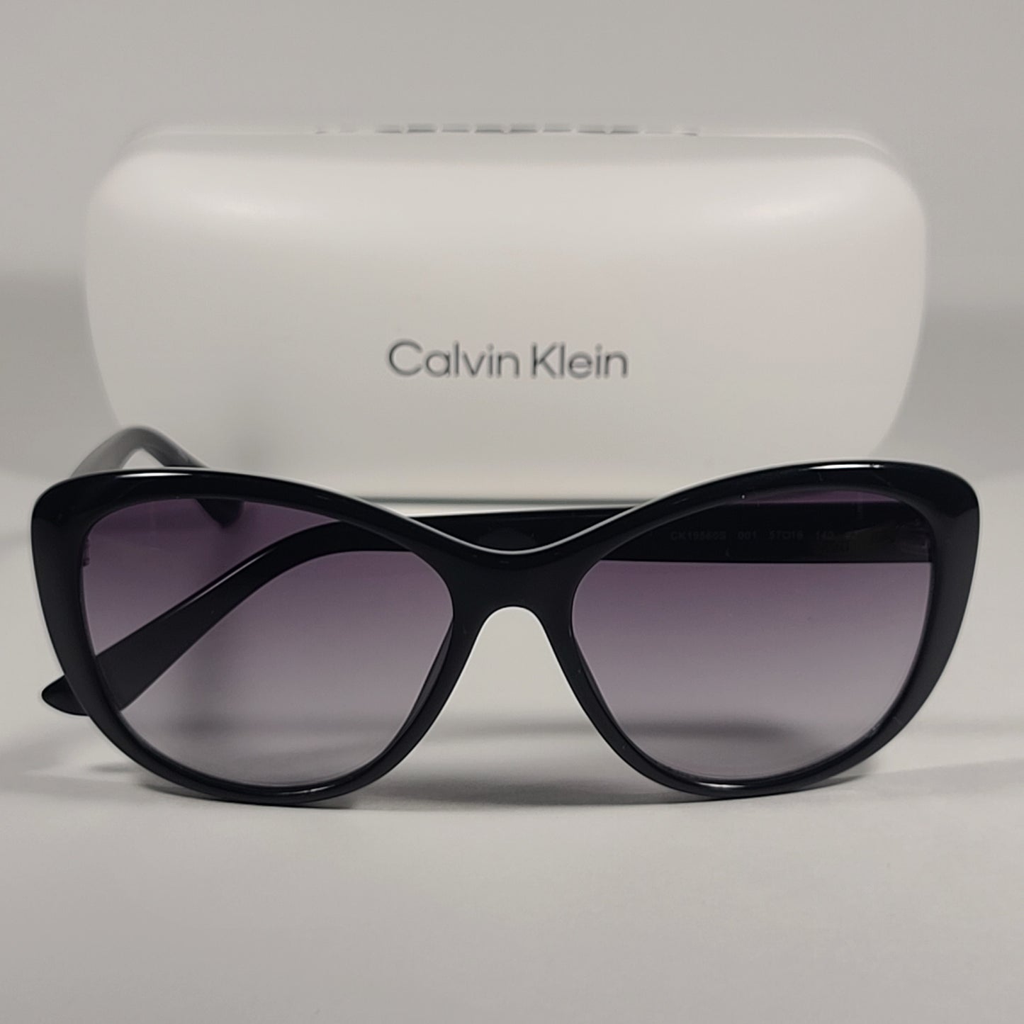 Calvin Klein Cat Eye Sunglasses CK19560S 001 Black Gloss Frame Gray Gradient Lens