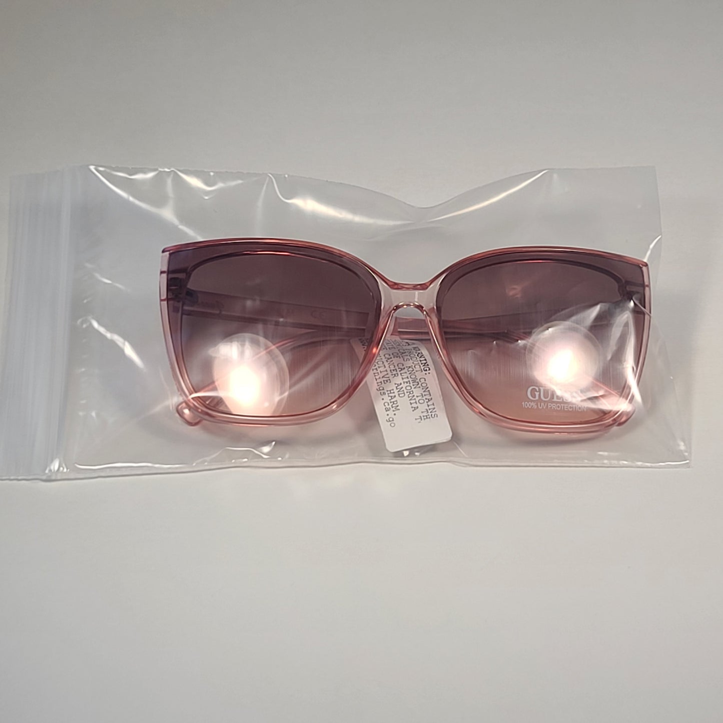 Guess GF0412 72F Oversized Butterfly Sunglasses Pink Crystal / Brown Gradient - Sunglasses