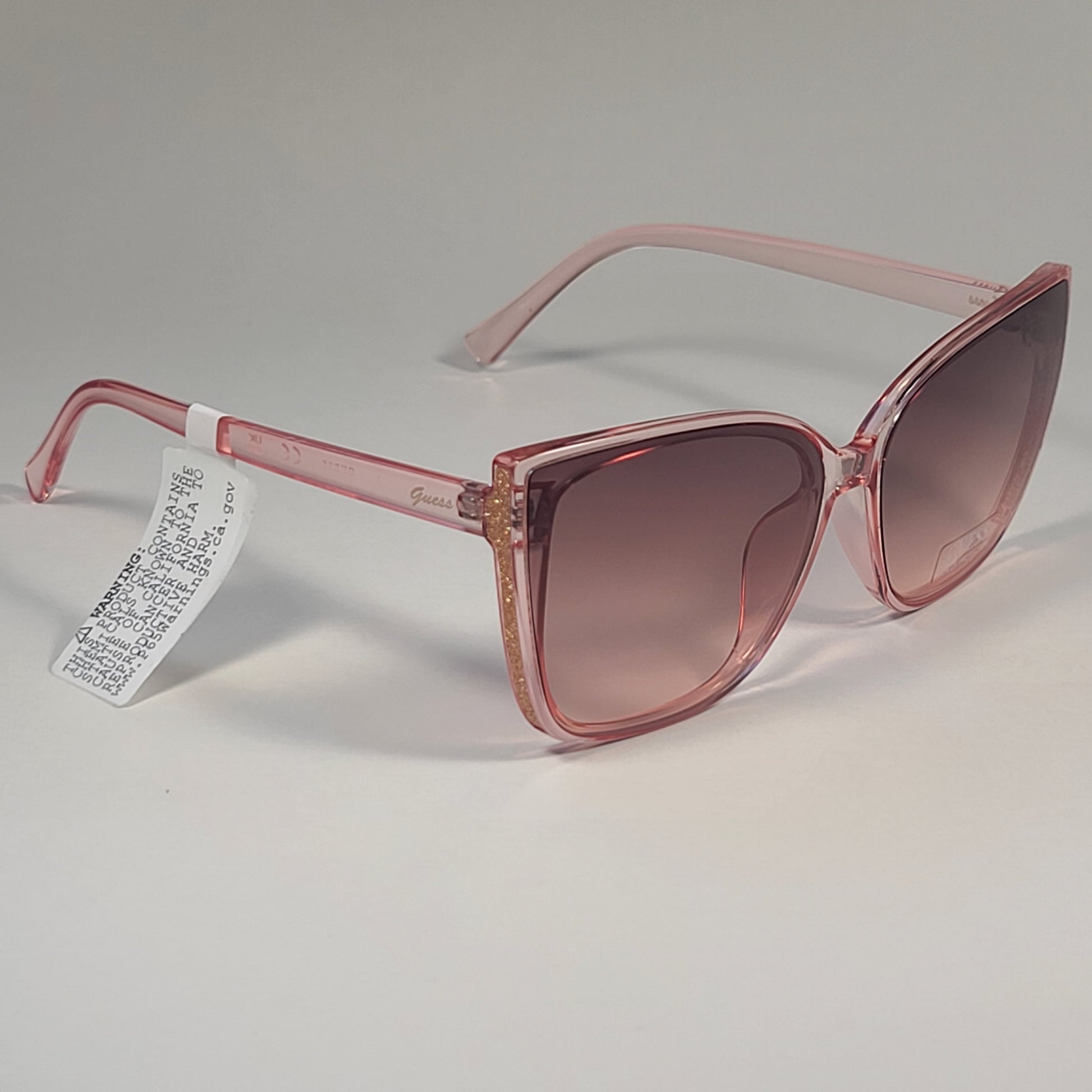 Guess GF0412 72F Oversized Butterfly Sunglasses Pink Crystal / Brown Gradient - Sunglasses