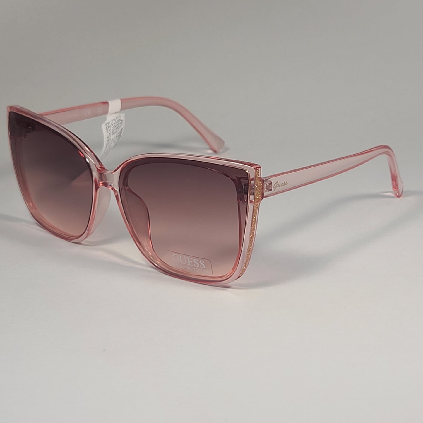 Guess GF0412 72F Oversized Butterfly Sunglasses Pink Crystal / Brown Gradient - Sunglasses