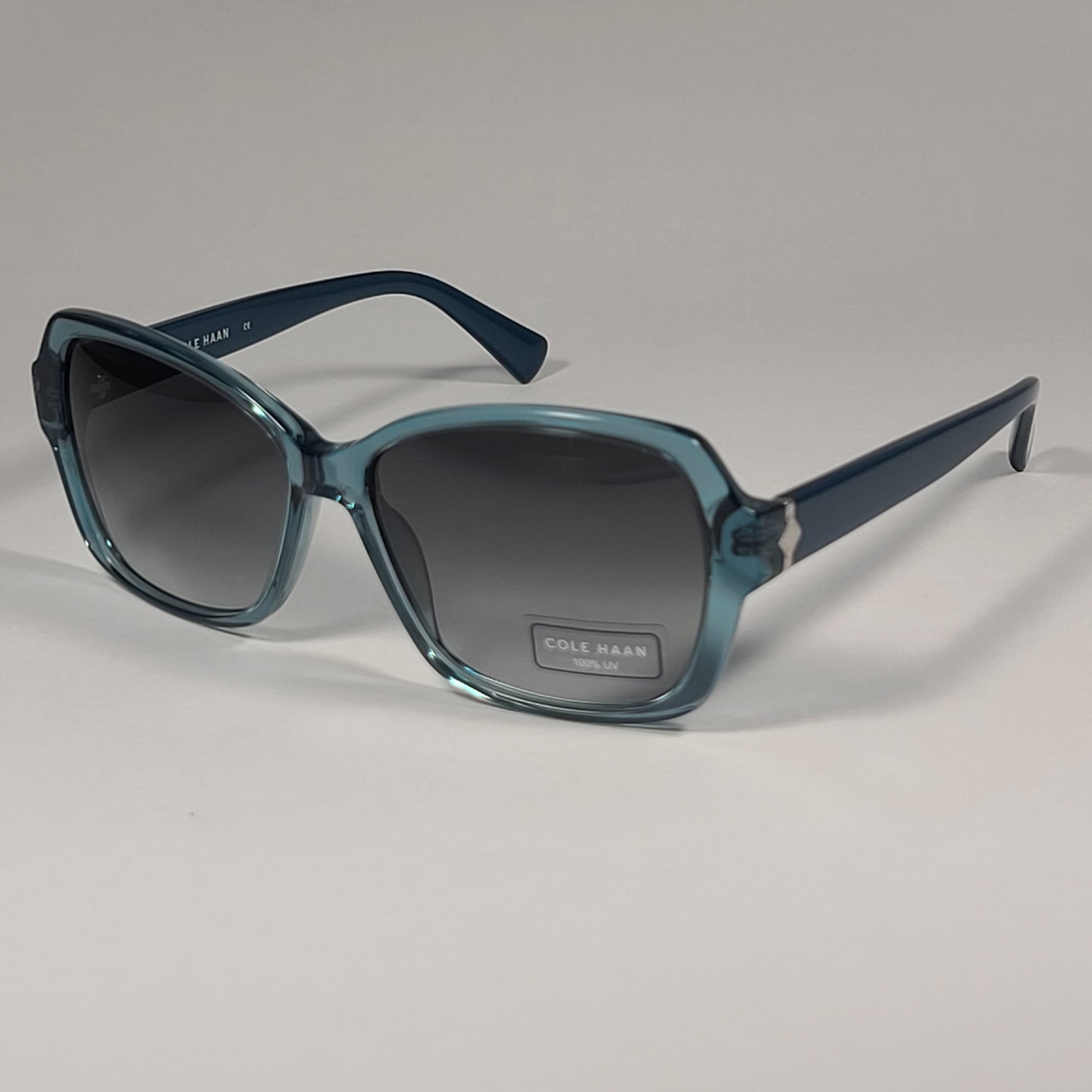 Cole Haan CH7007 320 Oval Sunglasses Crystal Teal Frame Gray Gradient Lens - Sunglasses