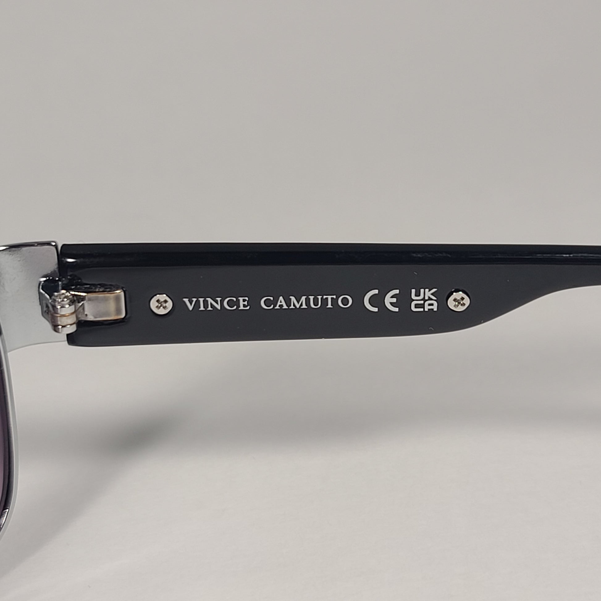 Vince Camuto VM612 SLVOX Shield Sunglasses Black Silver Frame Smoke Gradient Lens - Sunglasses