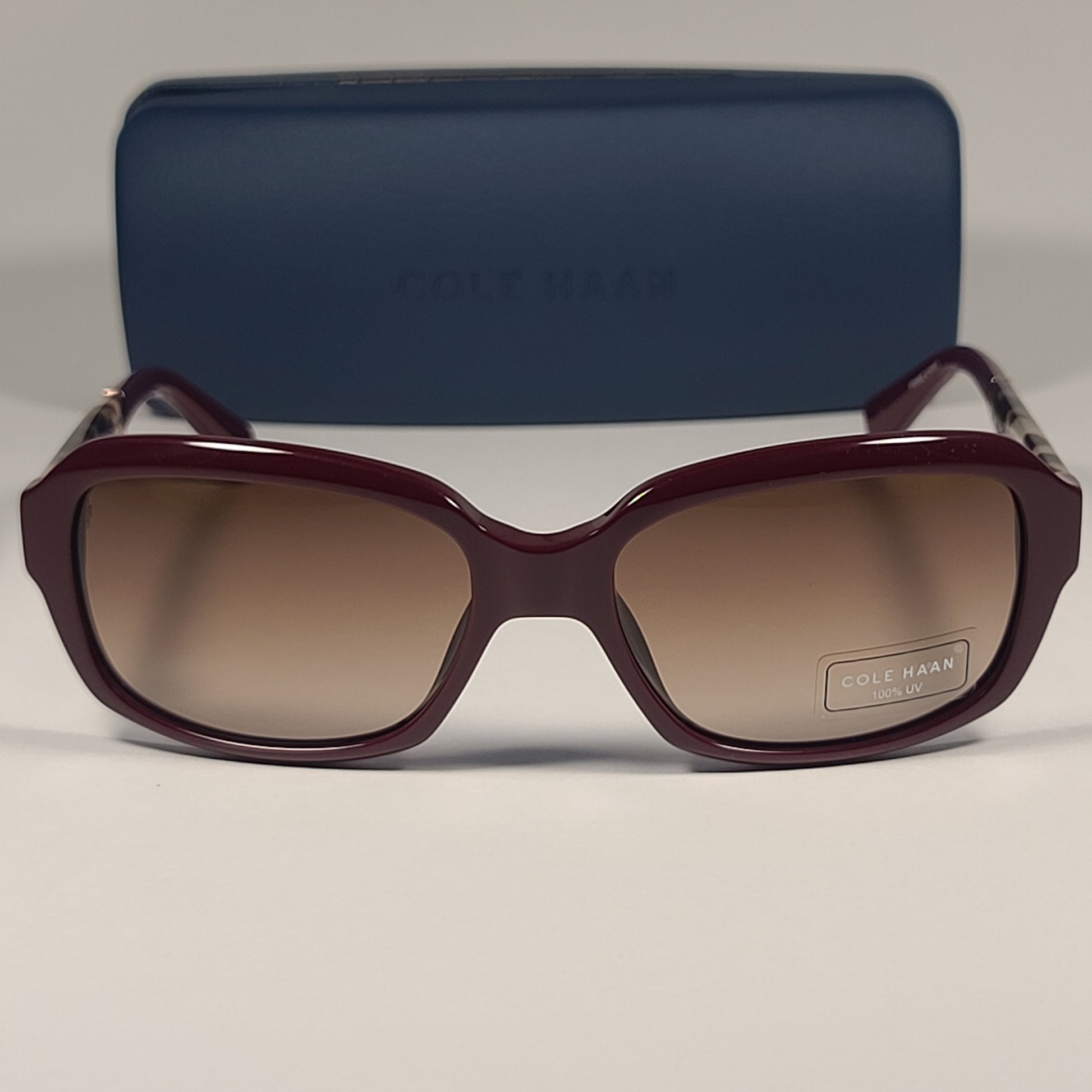 Cole Haan CH7004 604 BURGUNDY Rectangle Sunglasses Burgundy Frame Brown Gradient Lens - Sunglasses