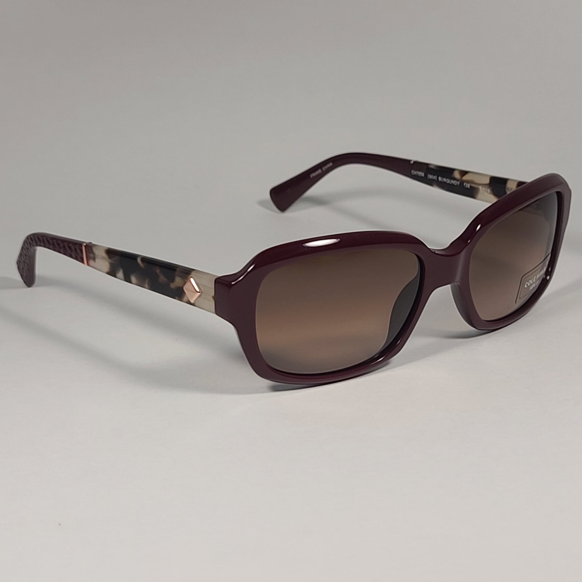 Cole Haan CH7004 604 BURGUNDY Rectangle Sunglasses Burgundy Frame Brown Gradient Lens - Sunglasses