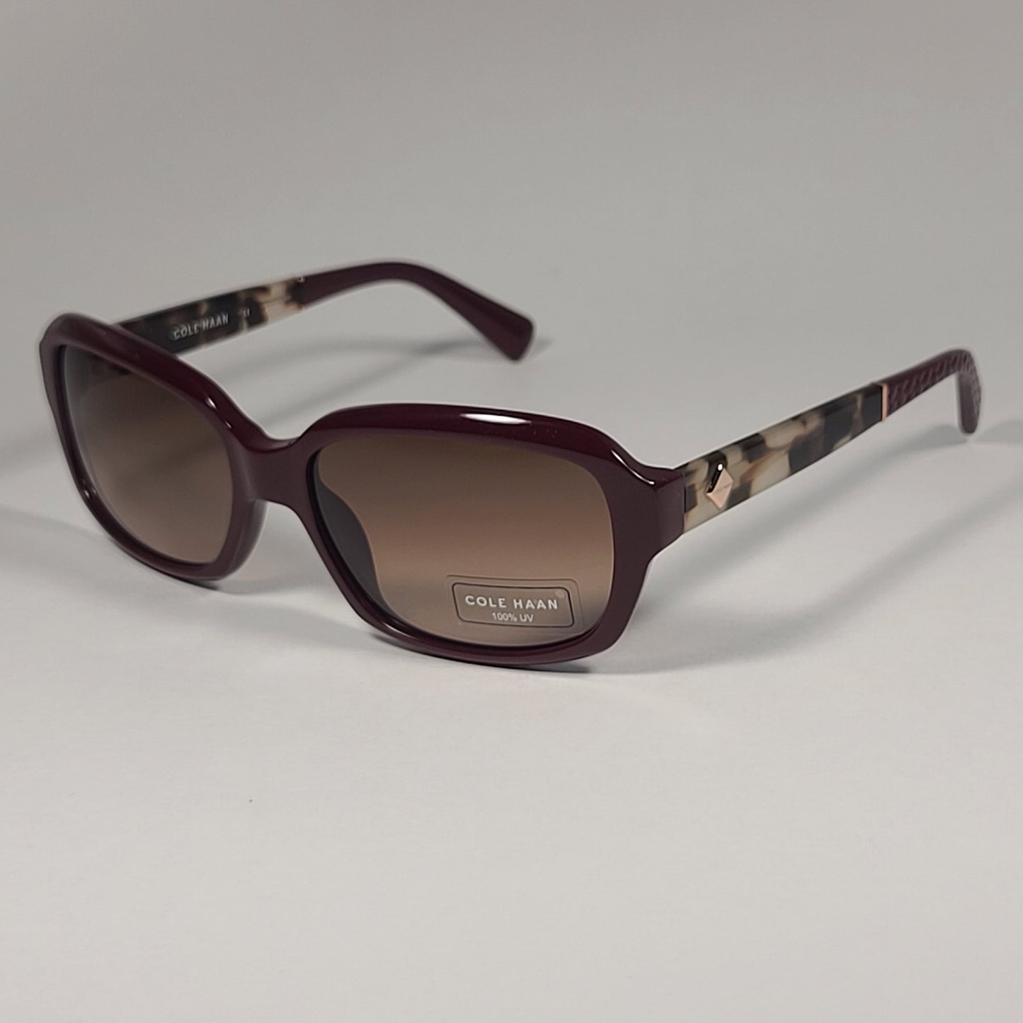 Cole Haan CH7004 604 BURGUNDY Rectangle Sunglasses Burgundy Frame Brown Gradient Lens - Sunglasses