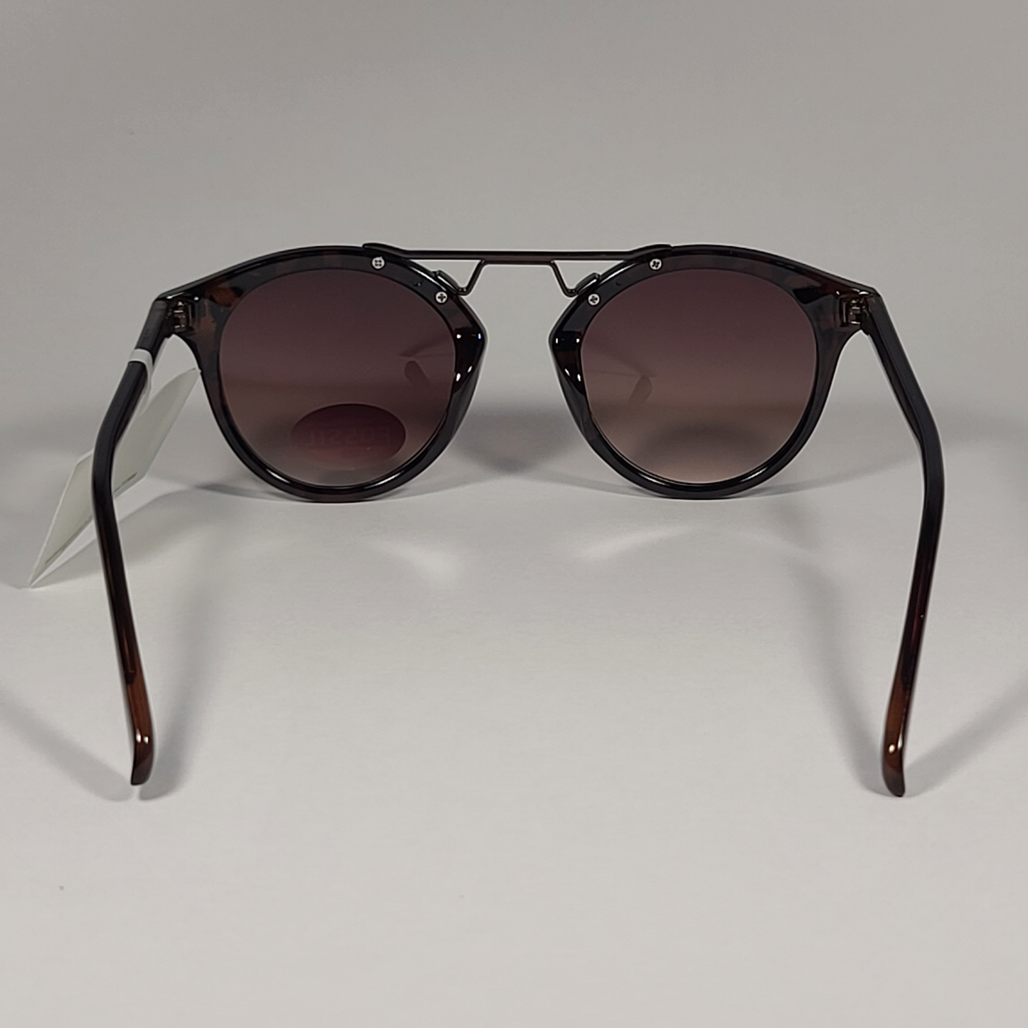 Fossil Round Brow Bar FW193 Women’s Sunglasses Brown Tortoise Gunmetal / Brown Gradient Lens - Sunglasses