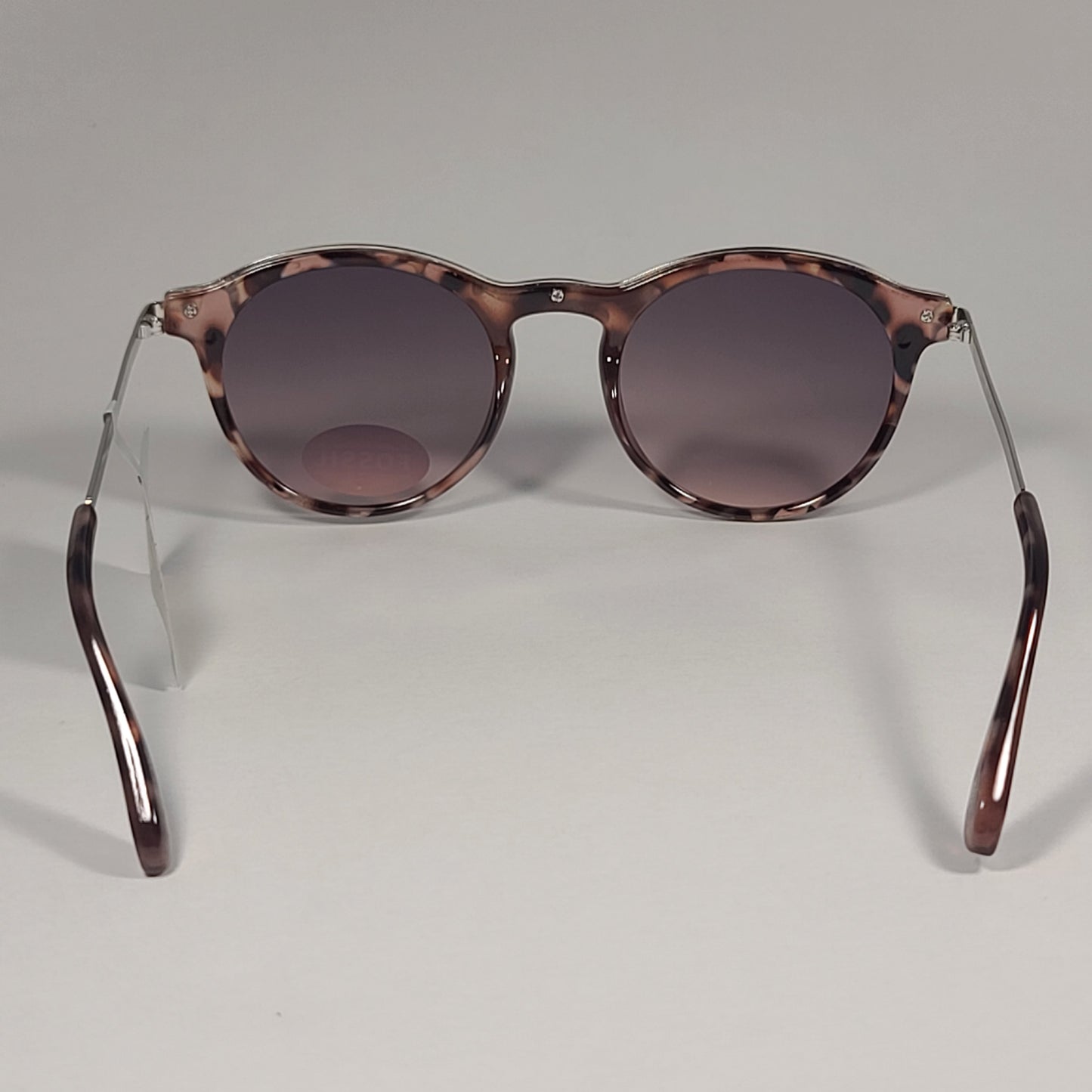 Fossil Round FW190 Women’s Sunglasses Silver Milk Tortoise Frame Smoke Gradient Lens - Sunglasses