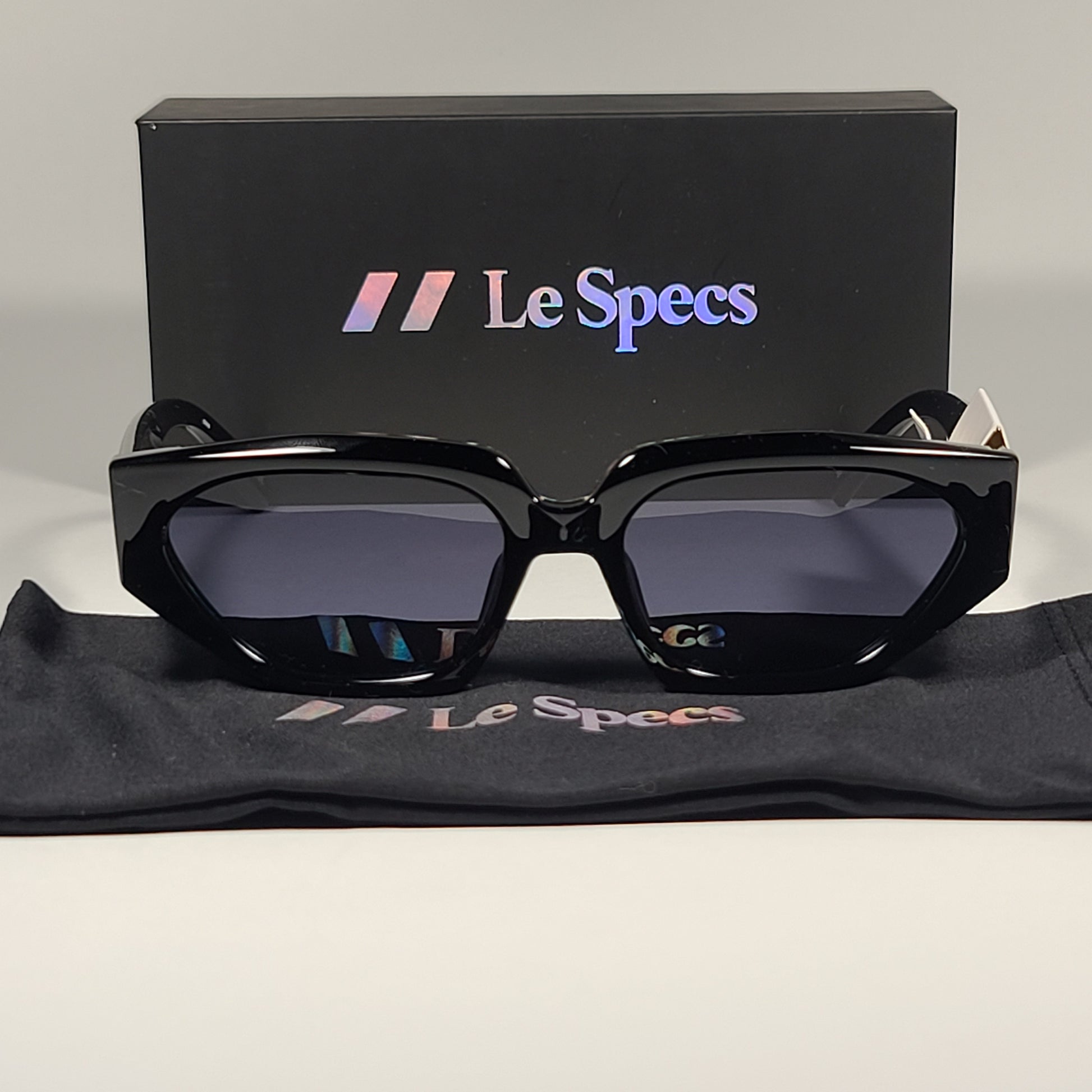 Le Specs Major! Exclusive Flat Cat Eye Sunglasses Black Frame / Gray Lens LSP2102339 - Sunglasses