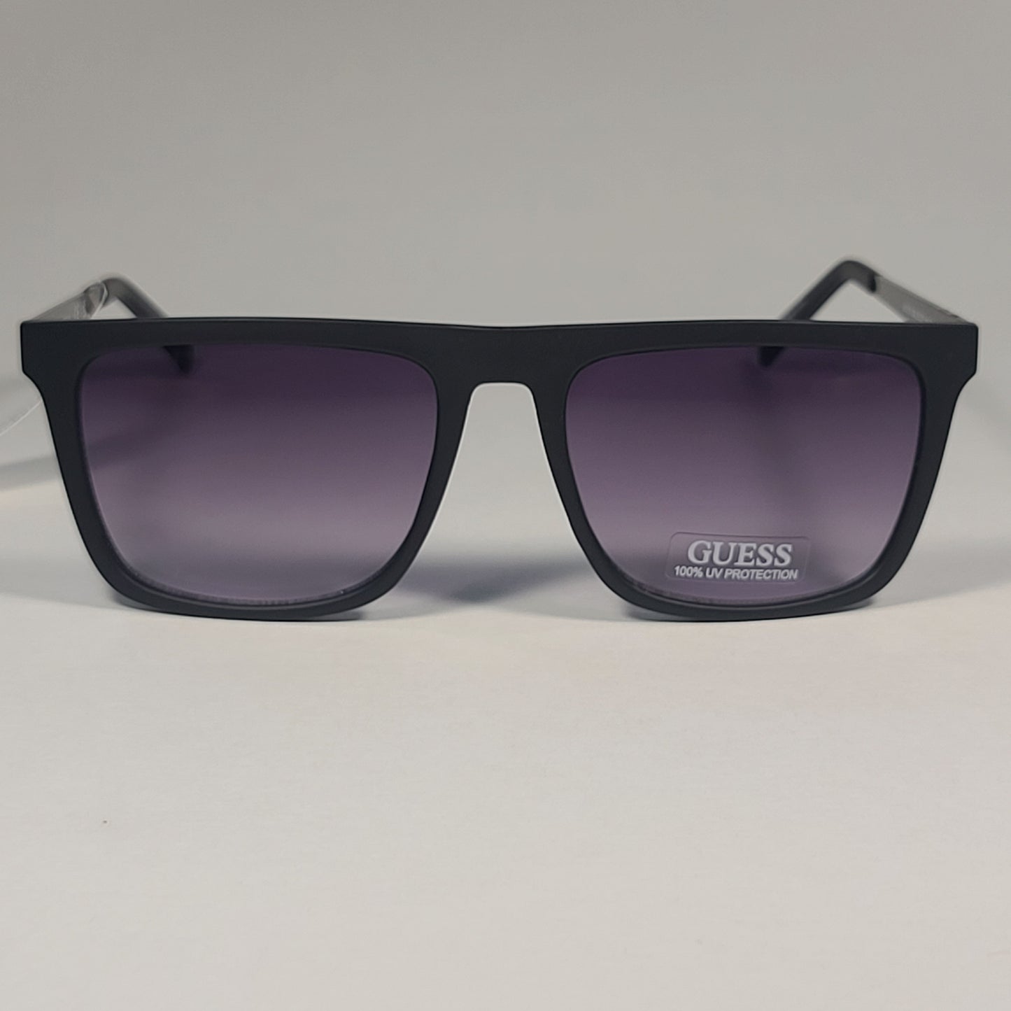 Guess Flat Top Square Sunglasses Matte Black Gunmetal Smoke Lens GF0176 02B - Sunglasses