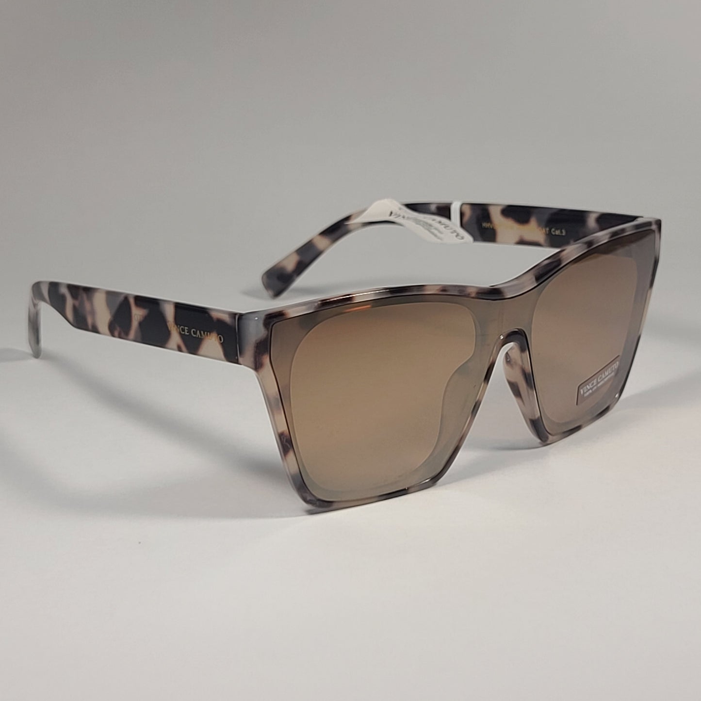 Vince Camuto Shield Sunglasses Oatmeal Tortoise Frame Flash Lenses VC1089 OAT - Sunglasses