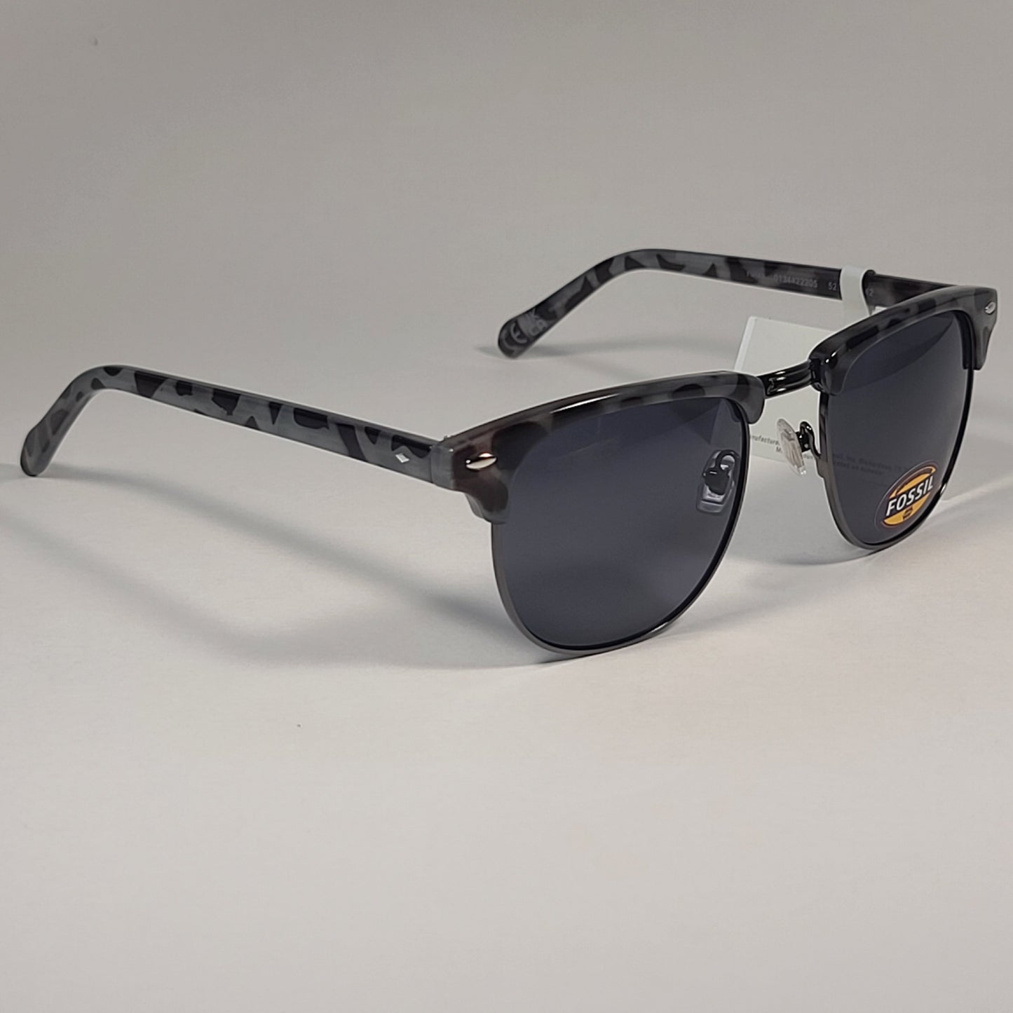 Fossil FW143 Club Sunglasses Gray Tortoise Frame Solid Gray Lens - Sunglasses