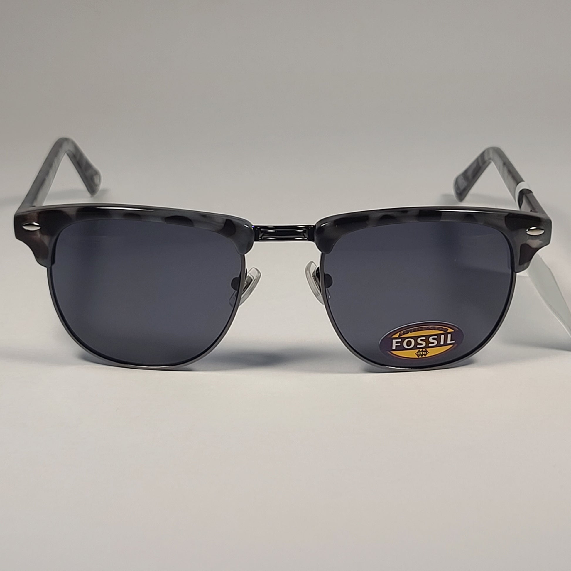 Fossil FW143 Club Sunglasses Gray Tortoise Frame Solid Gray Lens - Sunglasses