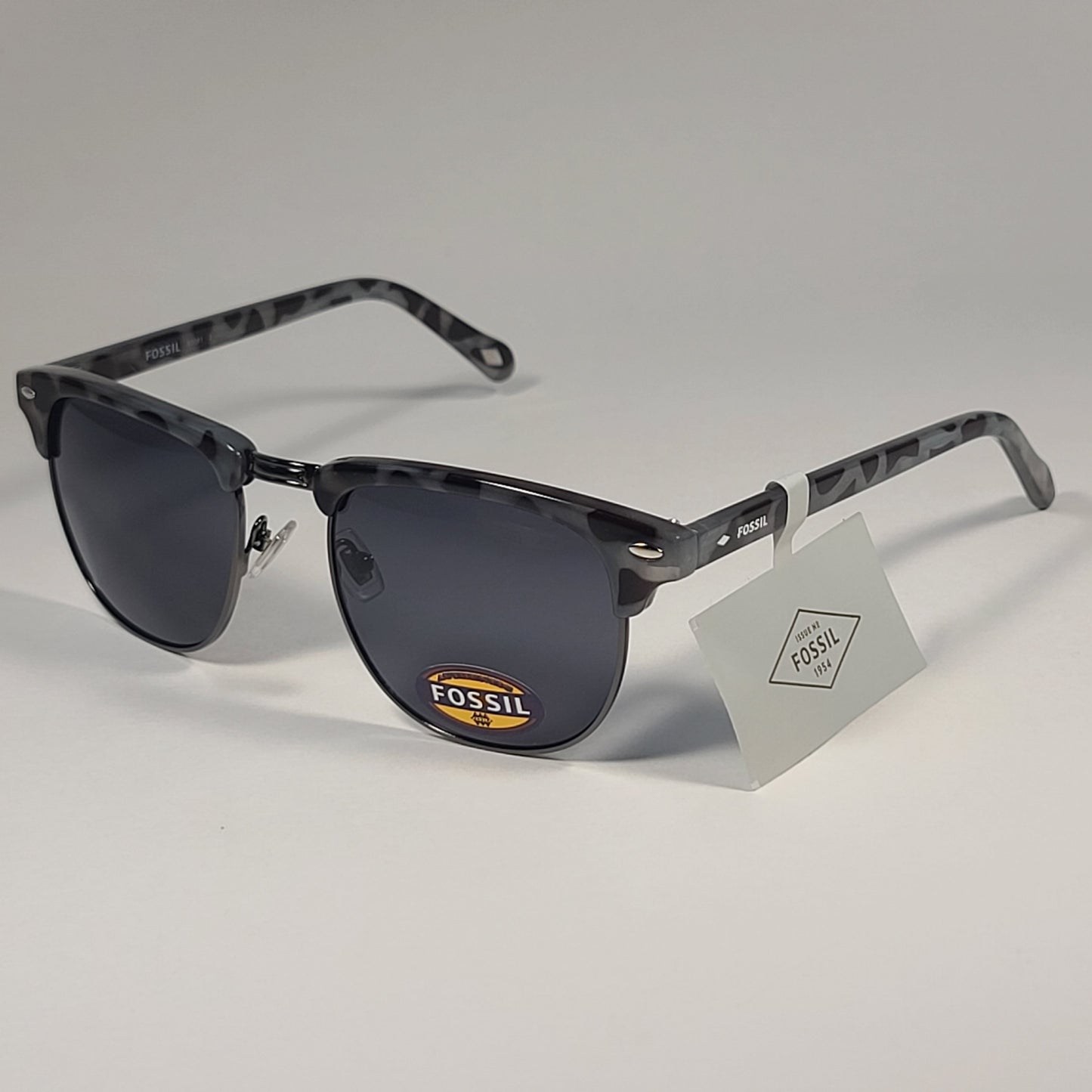 Fossil FW143 Club Sunglasses Gray Tortoise Frame Solid Gray Lens - Sunglasses