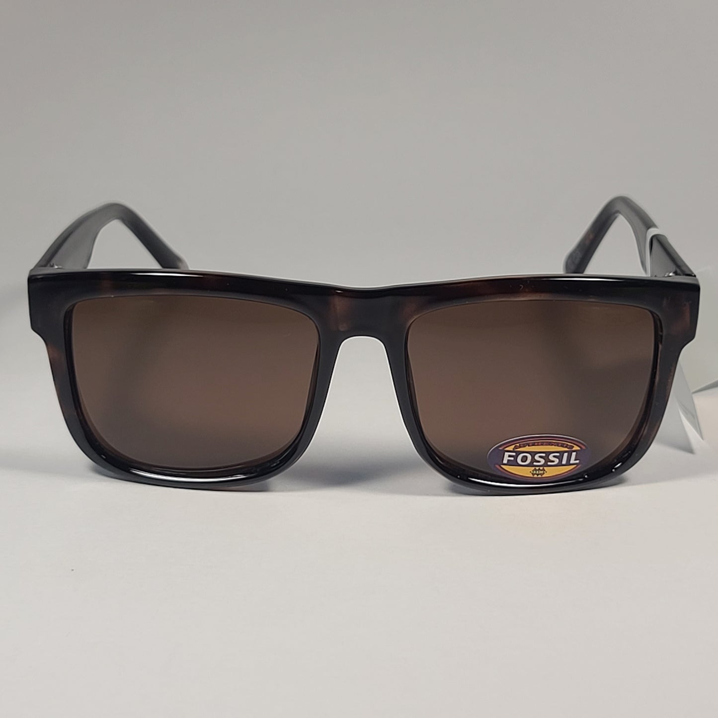 Fossil FW145 Square Sunglasses Brown Tortoise Frame Brown Lens - Sunglasses