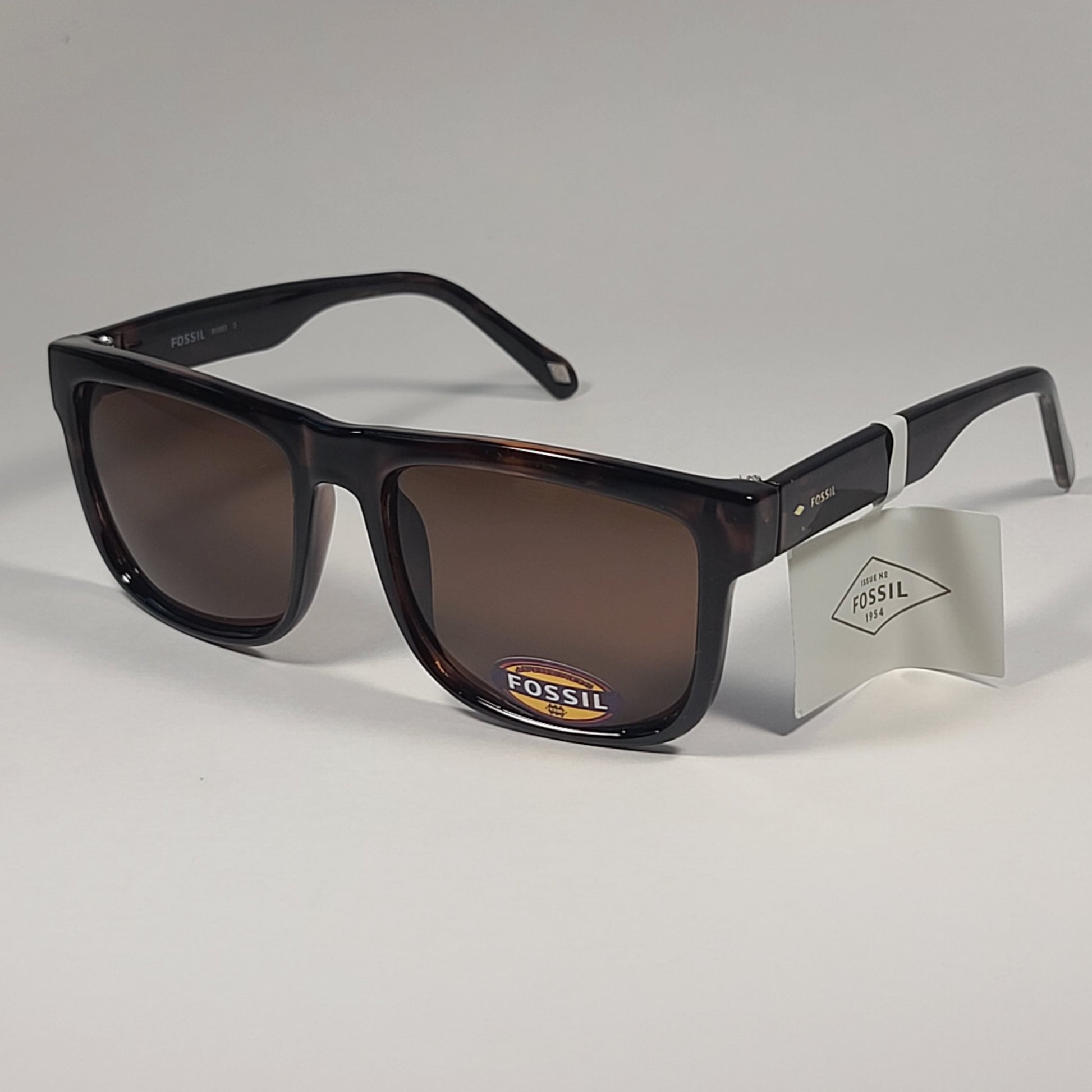 Fossil FW145 Square Sunglasses Brown Tortoise Frame Brown Lens - Sunglasses