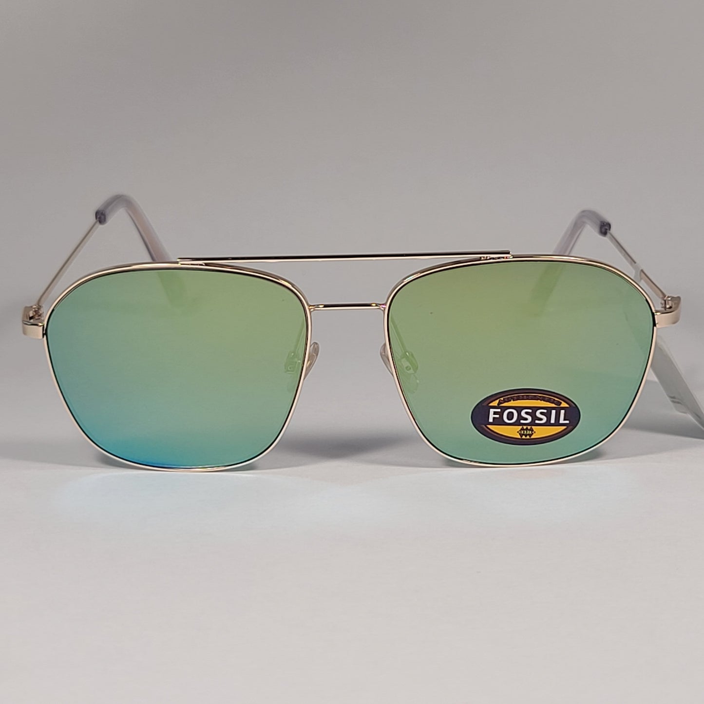 Fossil Navigator FW225 Women’s Sunglasses Gold Tone Metal / Aqua Green Mirror Lens - Sunglasses