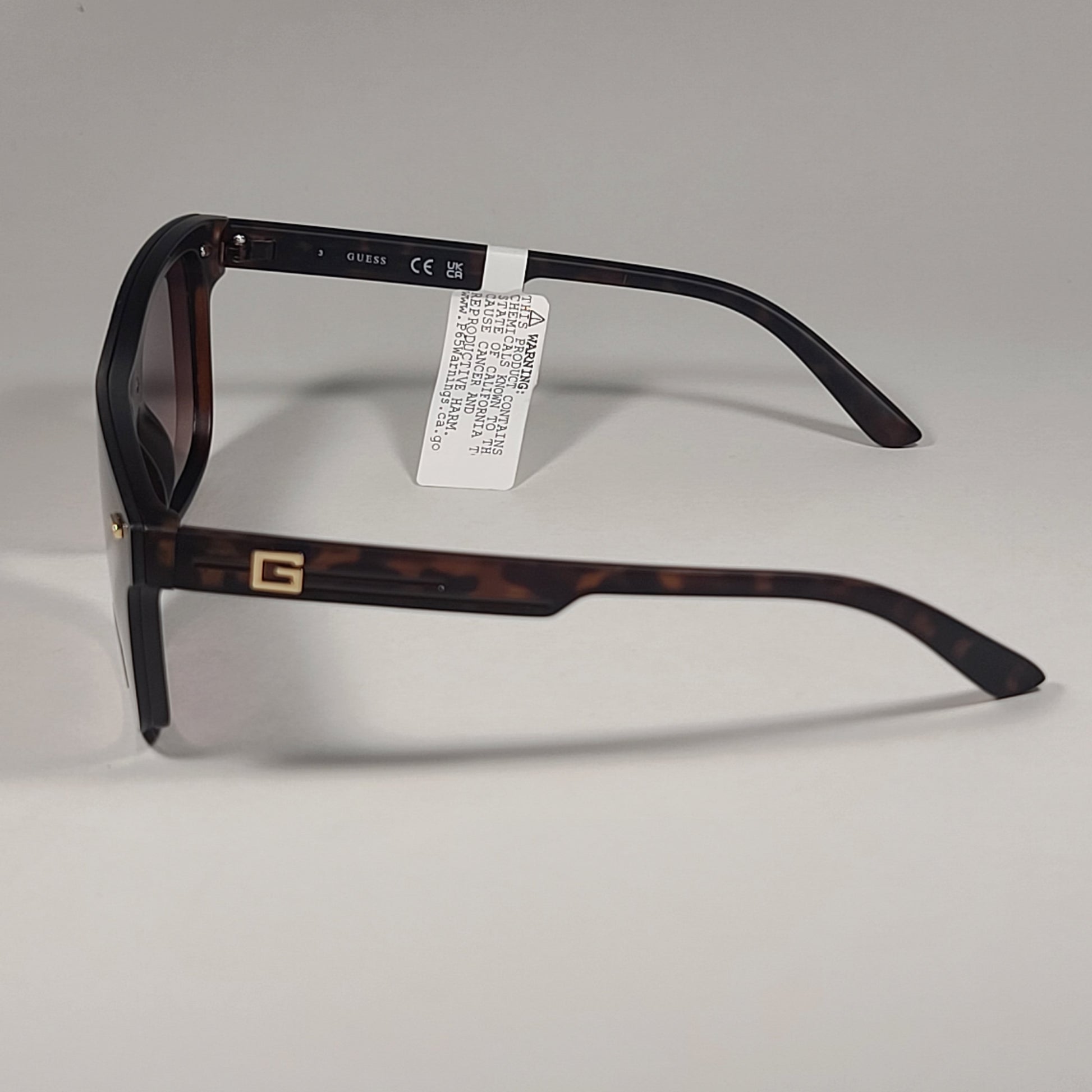 Guess GF0183 52F Rectangular Rimless Shield Sunglasses Brown Tortoise Frame Brown Gradient Lens - Sunglasses