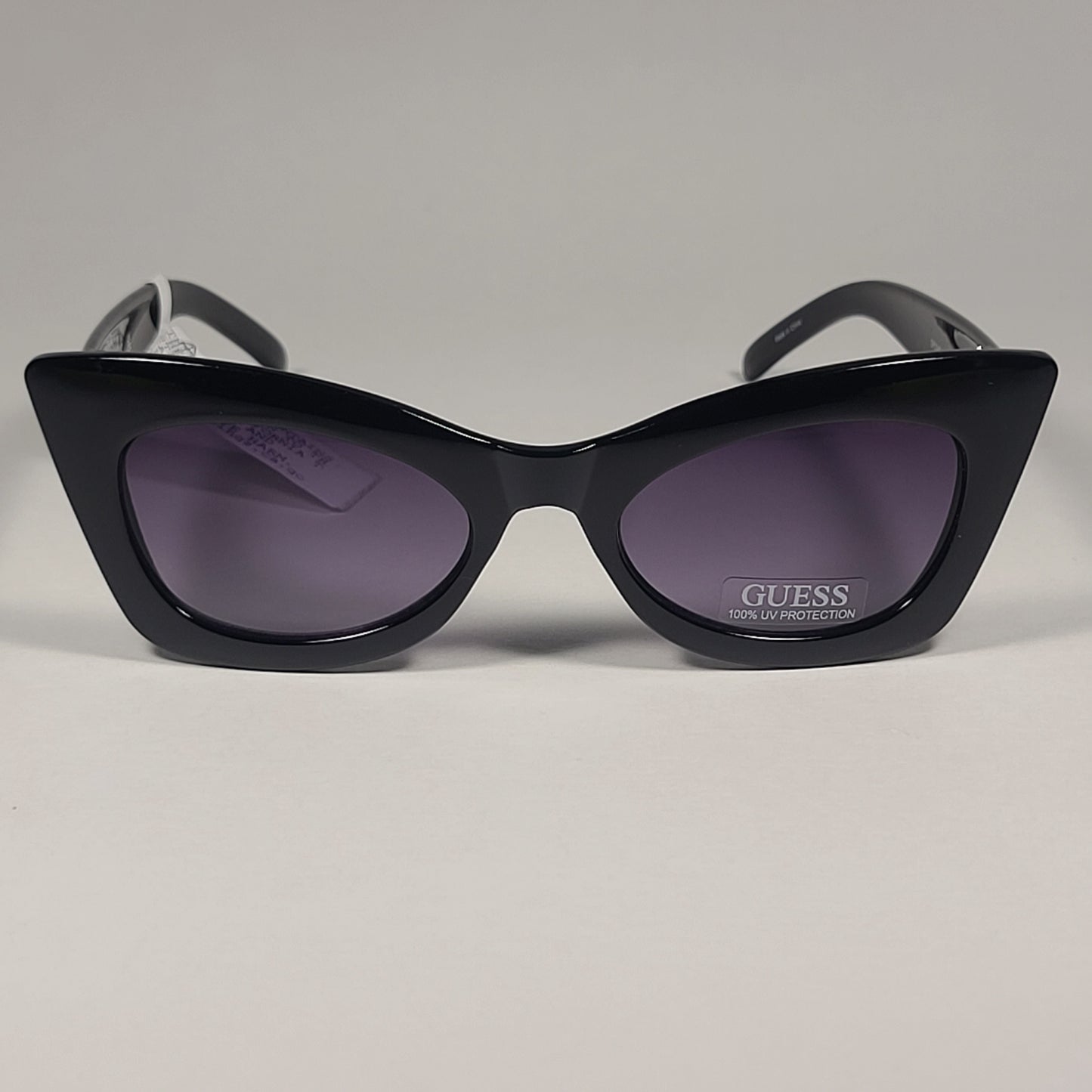 Guess Cat Eye Sunglasses Shiny Black Frame Smoke Gradient Lens GF0346 01B - Sunglasses