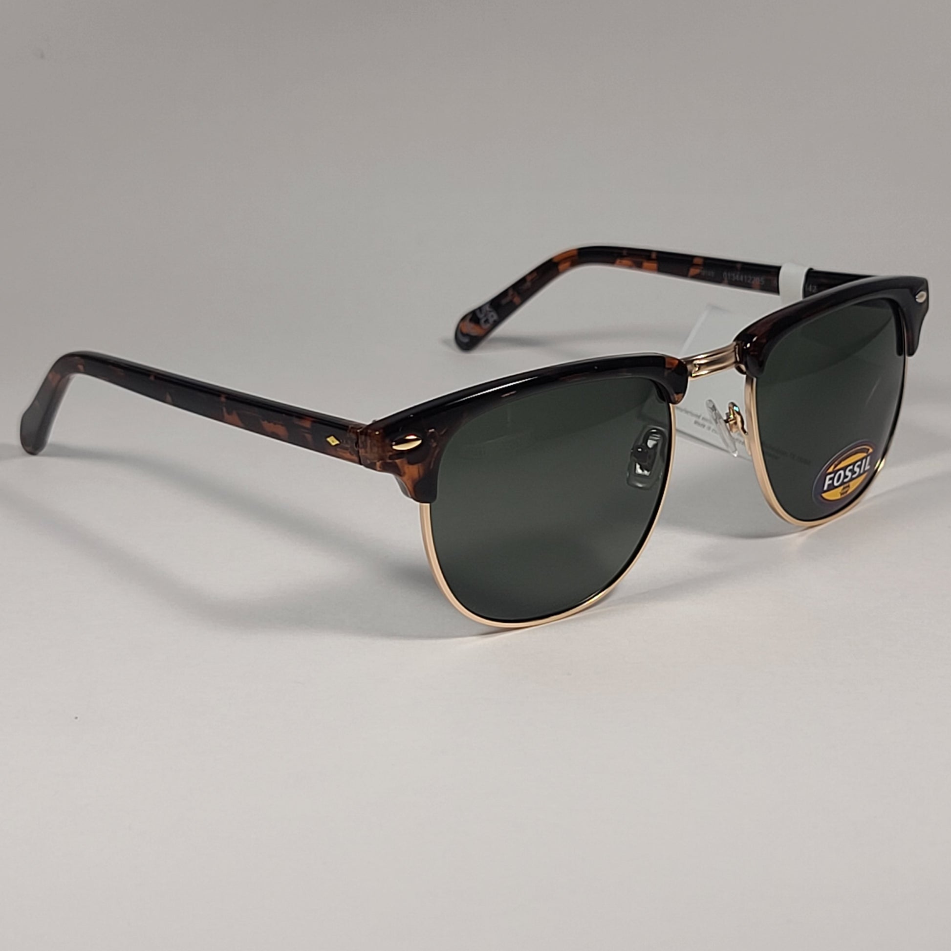 Fossil FM143 Men’s Club Sunglasses Brown Tortoise / Gold Frame Solid Green Lens - Sunglasses