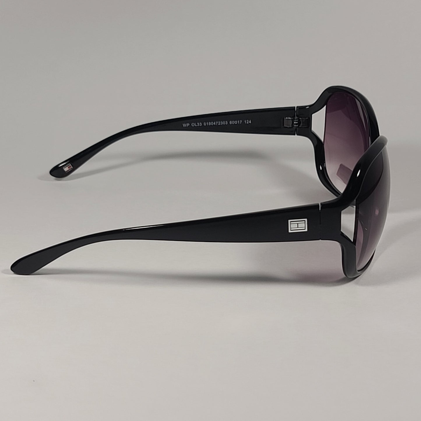 Tommy Hilfiger Trista Oversize Vented Sunglasses Black Gloss Frame Smoke Gradient Lens WP OL33 - Sunglasses