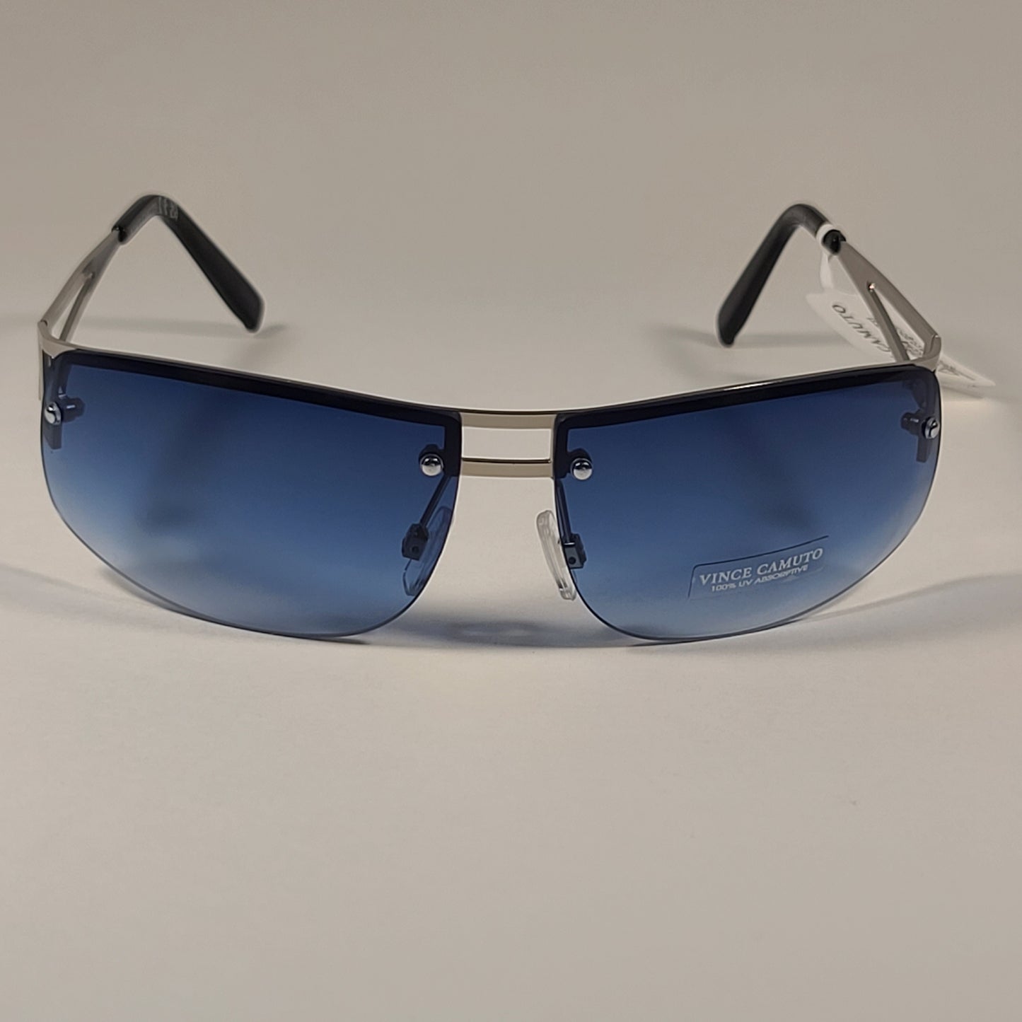 Vince Camuto VM611 SLV Rimless Wrap Sunglasses Silver Blue Gradient Lens - Sunglasses