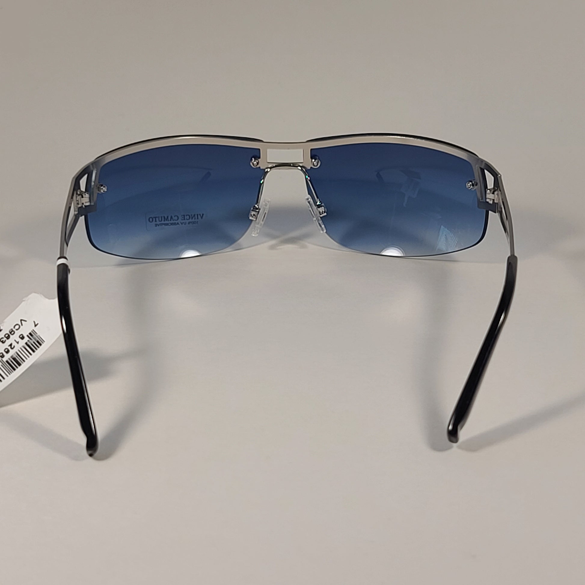 Vince Camuto VM611 SLV Rimless Wrap Sunglasses Silver Blue Gradient Lens - Sunglasses