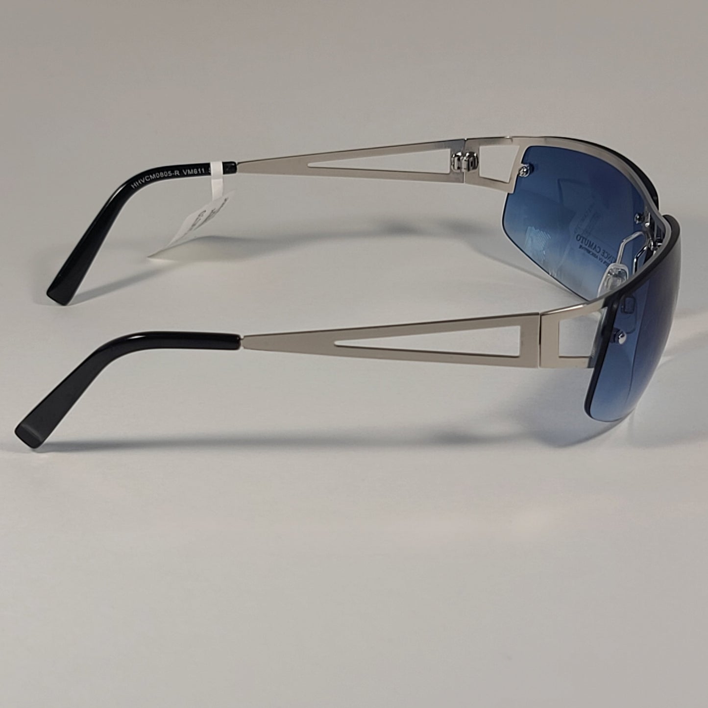 Vince Camuto VM611 SLV Rimless Wrap Sunglasses Silver Blue Gradient Lens - Sunglasses