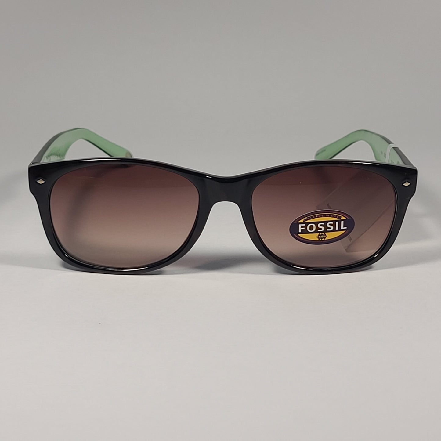 Fossil FW34 Designer Sunglasses Shiny Dark Brown Tortoise Green Interior Brown Lens - Sunglasses