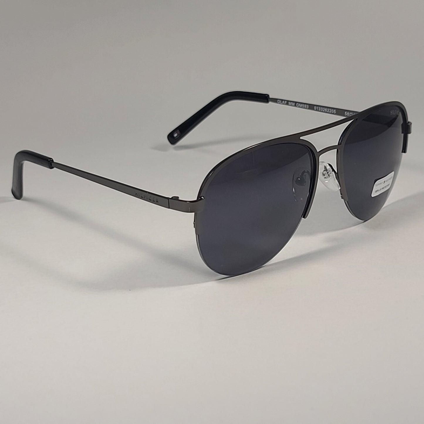 Tommy Hilfiger Olaf MM OM593 Half Rim Aviator Sunglasses Gunmetal Black / Gray Lens - Sunglasses