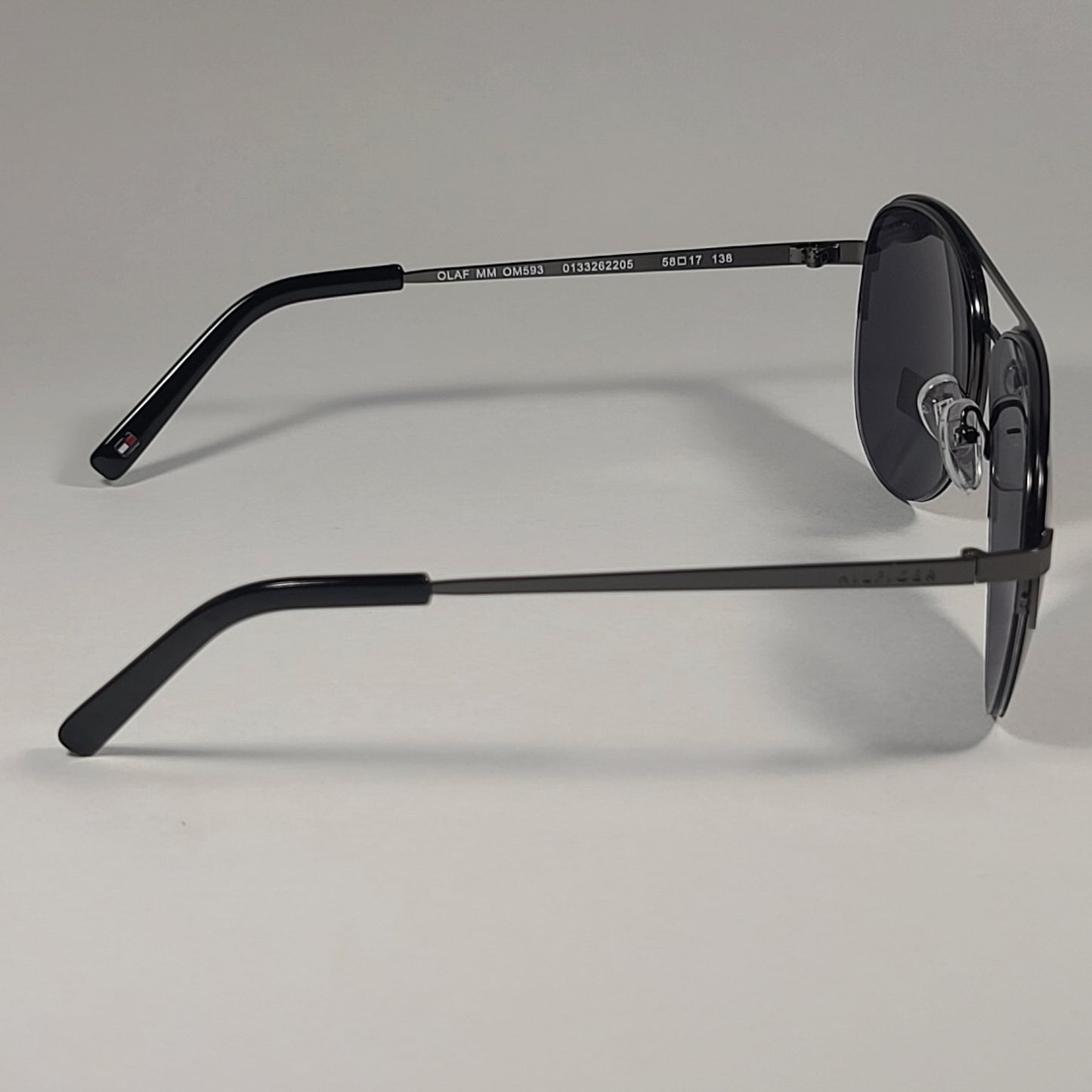 Tommy Hilfiger Olaf MM OM593 Half Rim Aviator Sunglasses Gunmetal Black / Gray Lens - Sunglasses