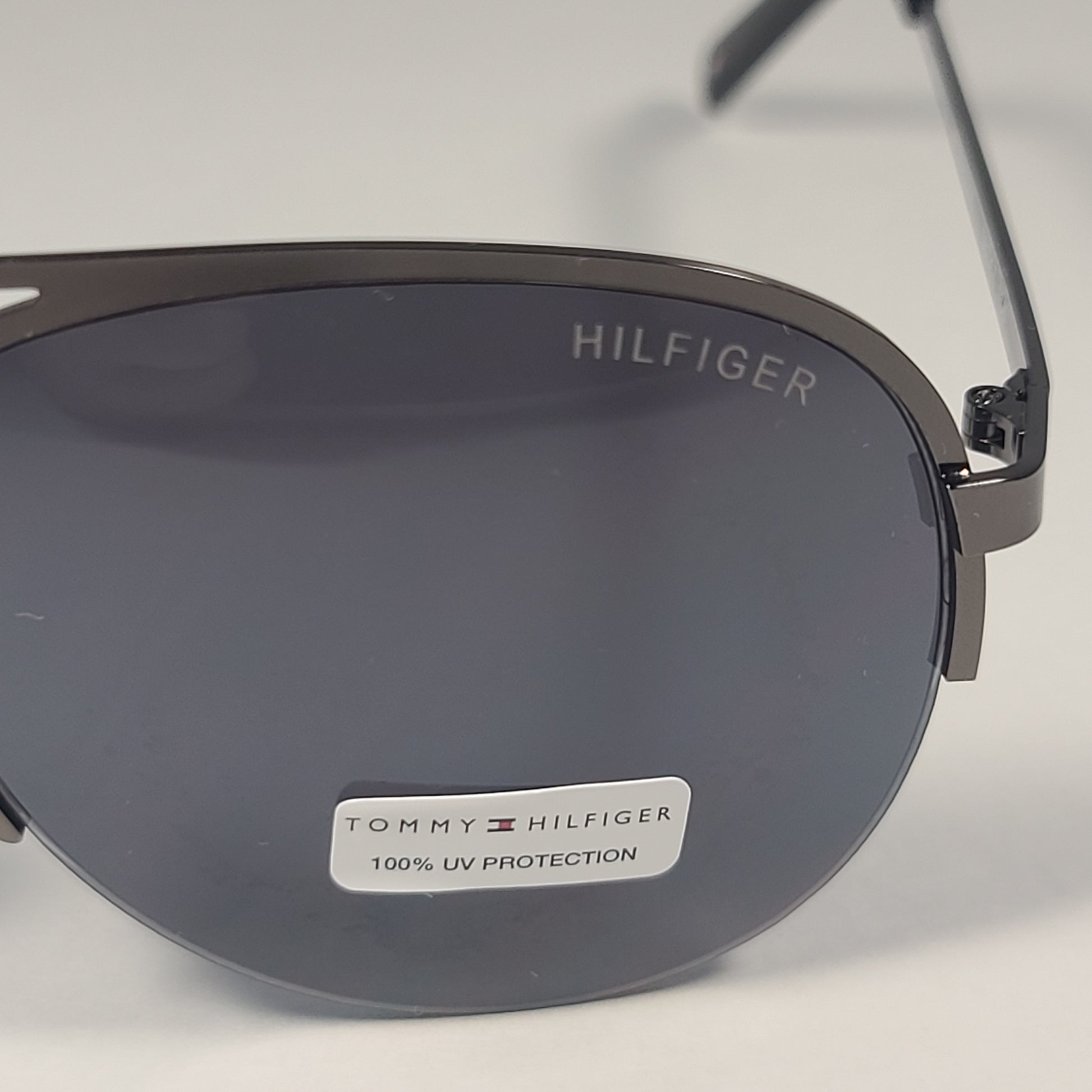 Tommy Hilfiger Olaf MM OM593 Half Rim Aviator Sunglasses Gunmetal Black / Gray Lens - Sunglasses