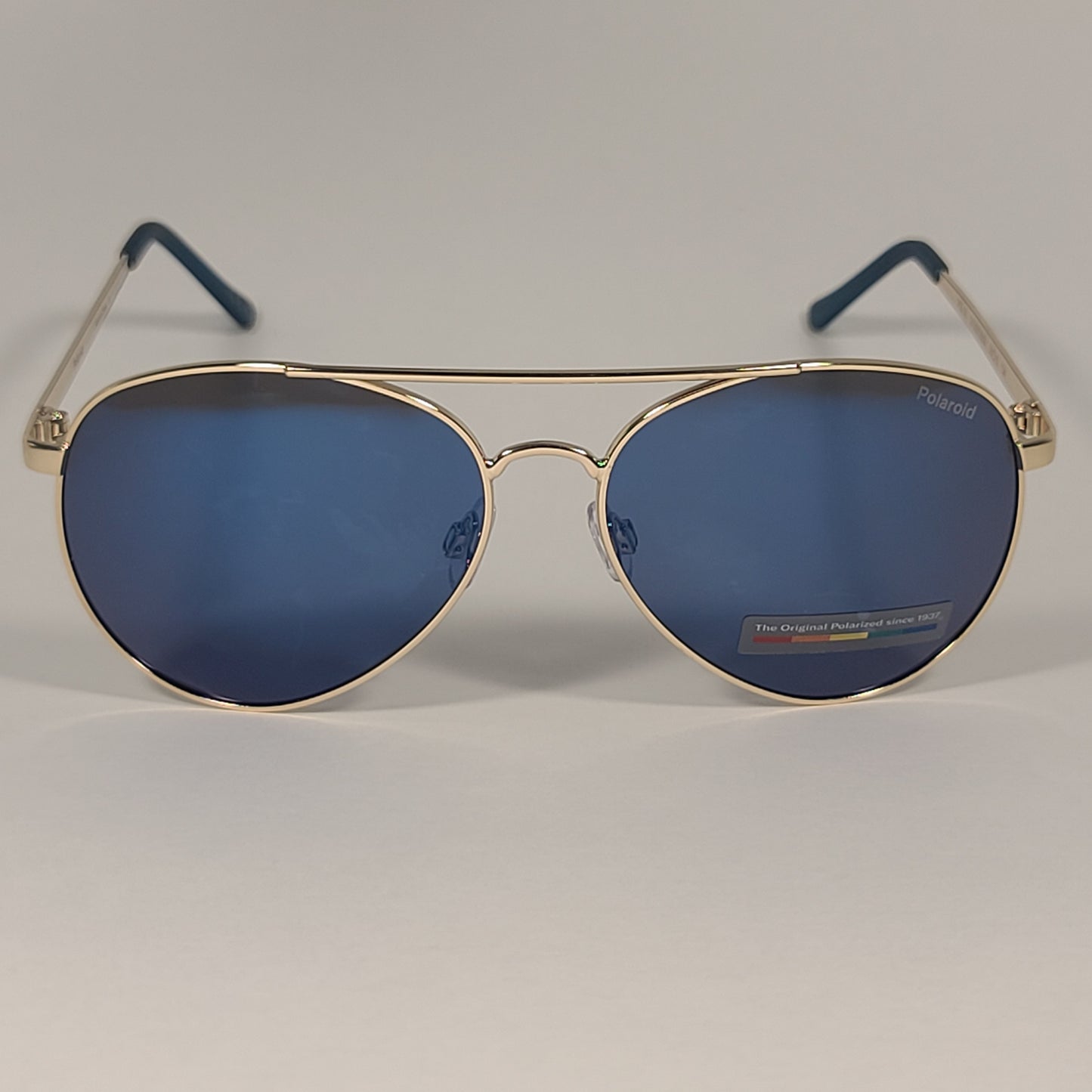 Polaroid POL 01 Polarized Aviator Pilot Sunglasses Gold Tone Frame Blue Mirror - Sunglasses