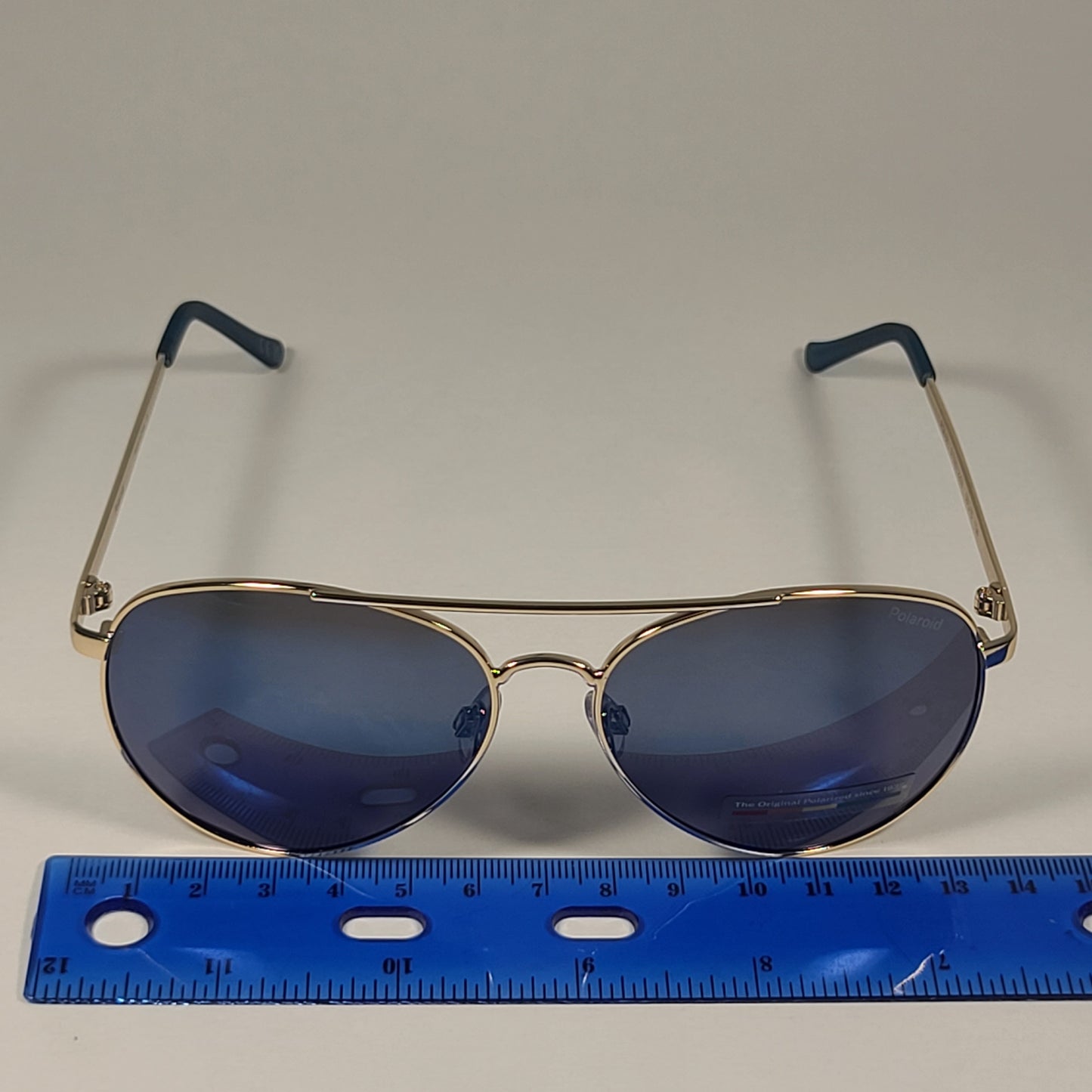 Polaroid POL 01 Polarized Aviator Pilot Sunglasses Gold Tone Frame Blue Mirror - Sunglasses