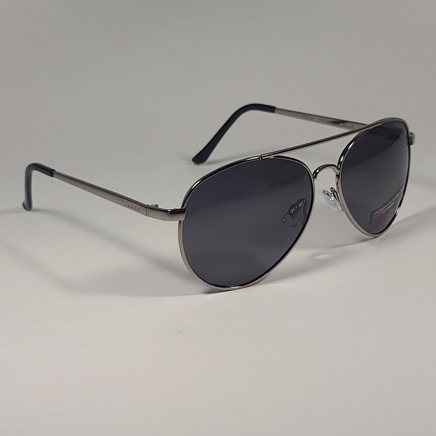 Polaroid POL 01 Polarized Aviator Pilot Sunglasses Gunmetal Frame Gray Tinted Lens - Sunglasses