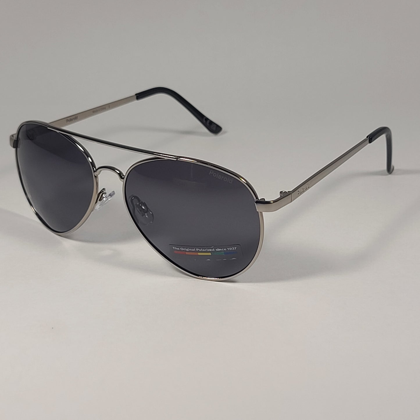 Polaroid POL 01 Polarized Aviator Pilot Sunglasses Gunmetal Frame Gray Tinted Lens - Sunglasses