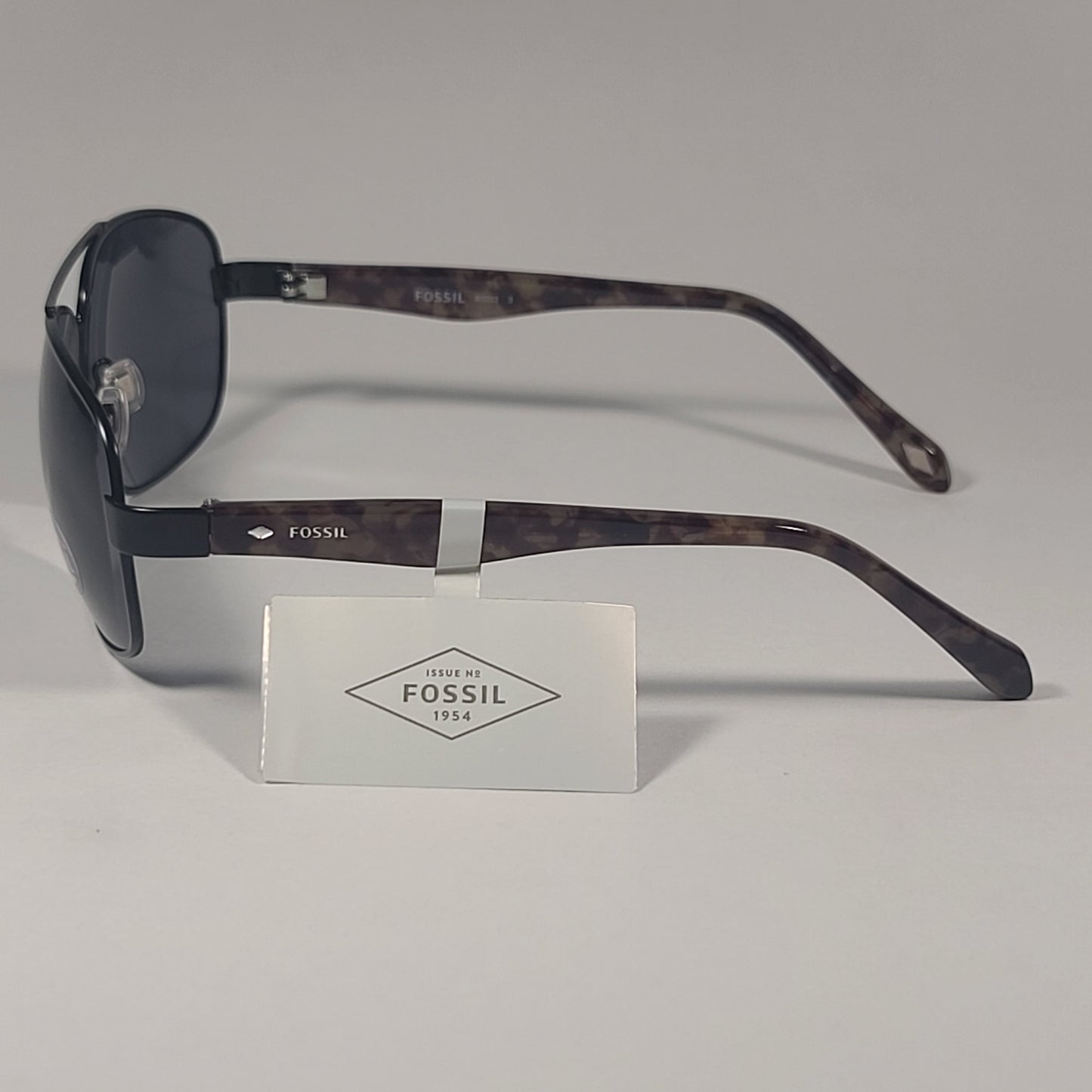 Fossil FM108 Navigator Sunglasses Matte Black Tortoise Frame Gray Lens 61mm - Sunglasses