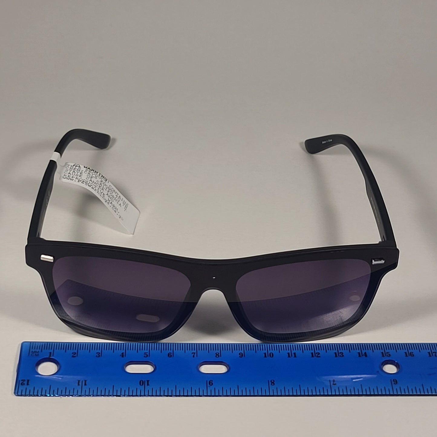Guess Rectangular Rimless Shield Sunglasses Shiny Black Frame Gray Gradient Lens GF0183 02B - Sunglasses