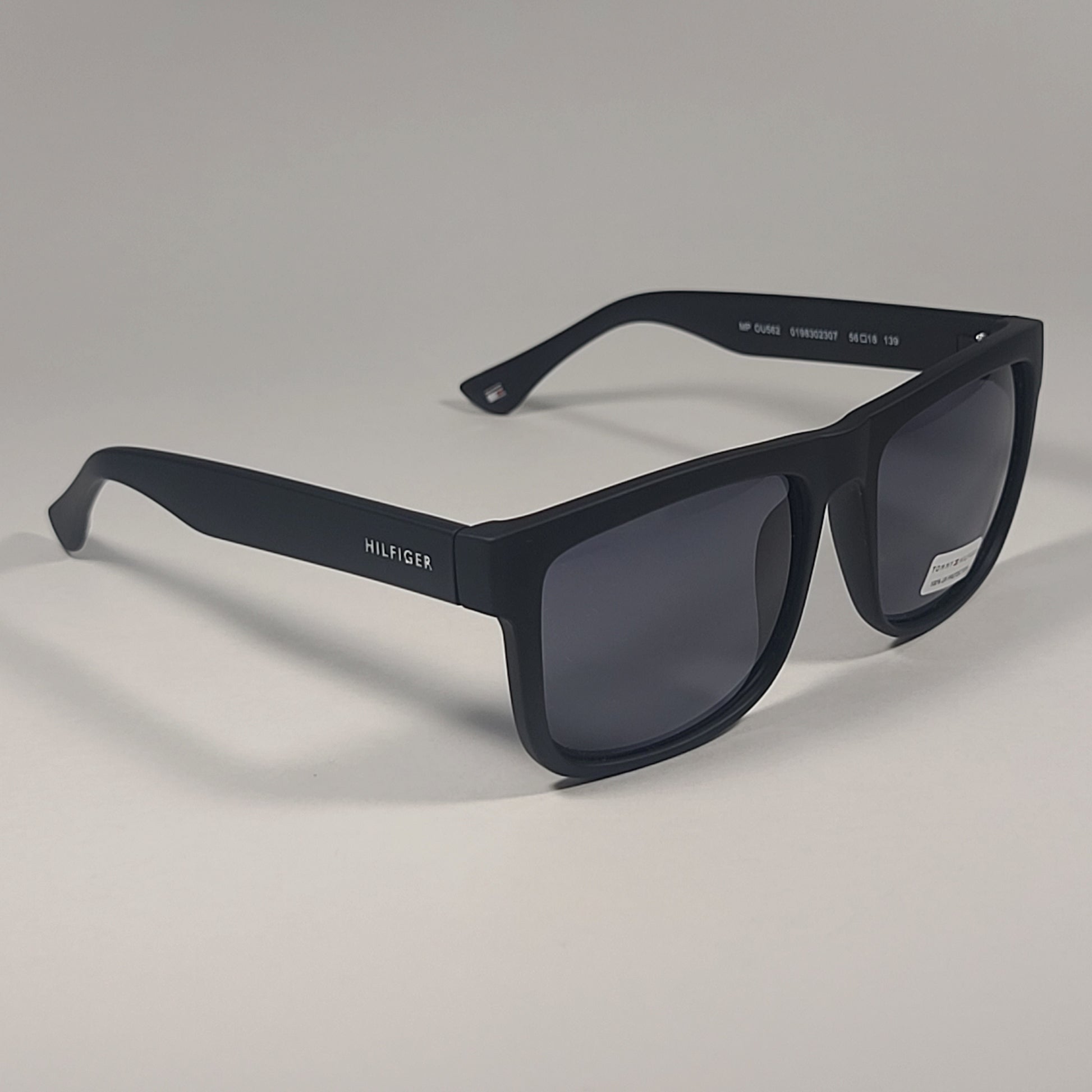 Tommy Hilfiger Wolf Square Sunglasses Matte Black Gray Tinted Lens WOLF MP OU562 - Sunglasses