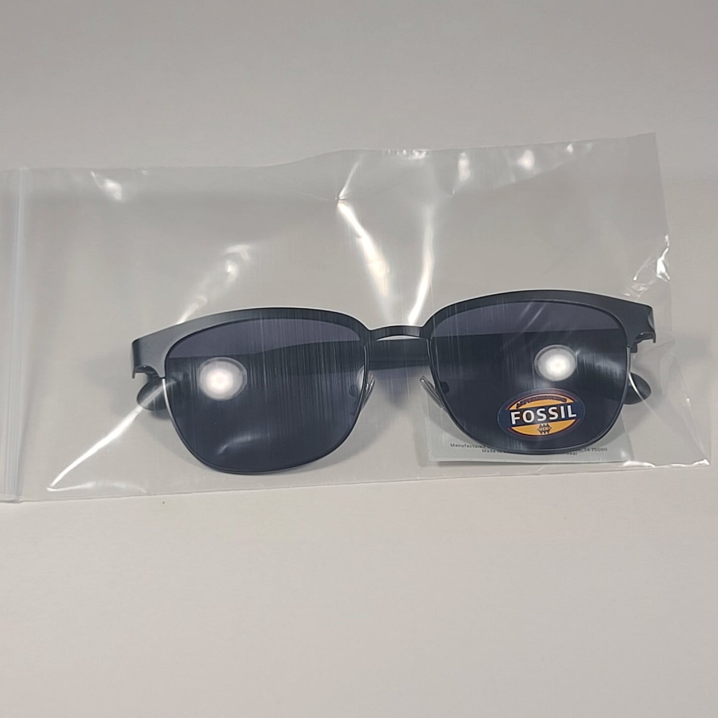 Fossil FW120 Club Sunglasses Matte Black Metal Plastic Frame Gray Tinted Lens - Sunglasses