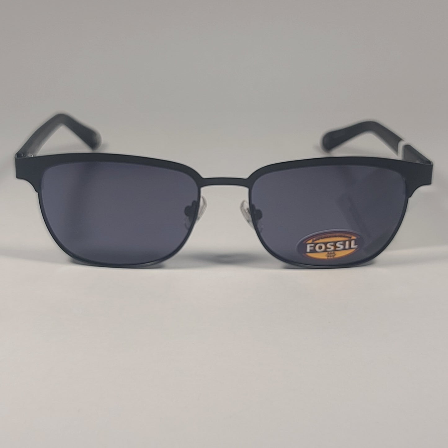 Fossil FW120 Club Sunglasses Matte Black Metal Plastic Frame Gray Tinted Lens - Sunglasses