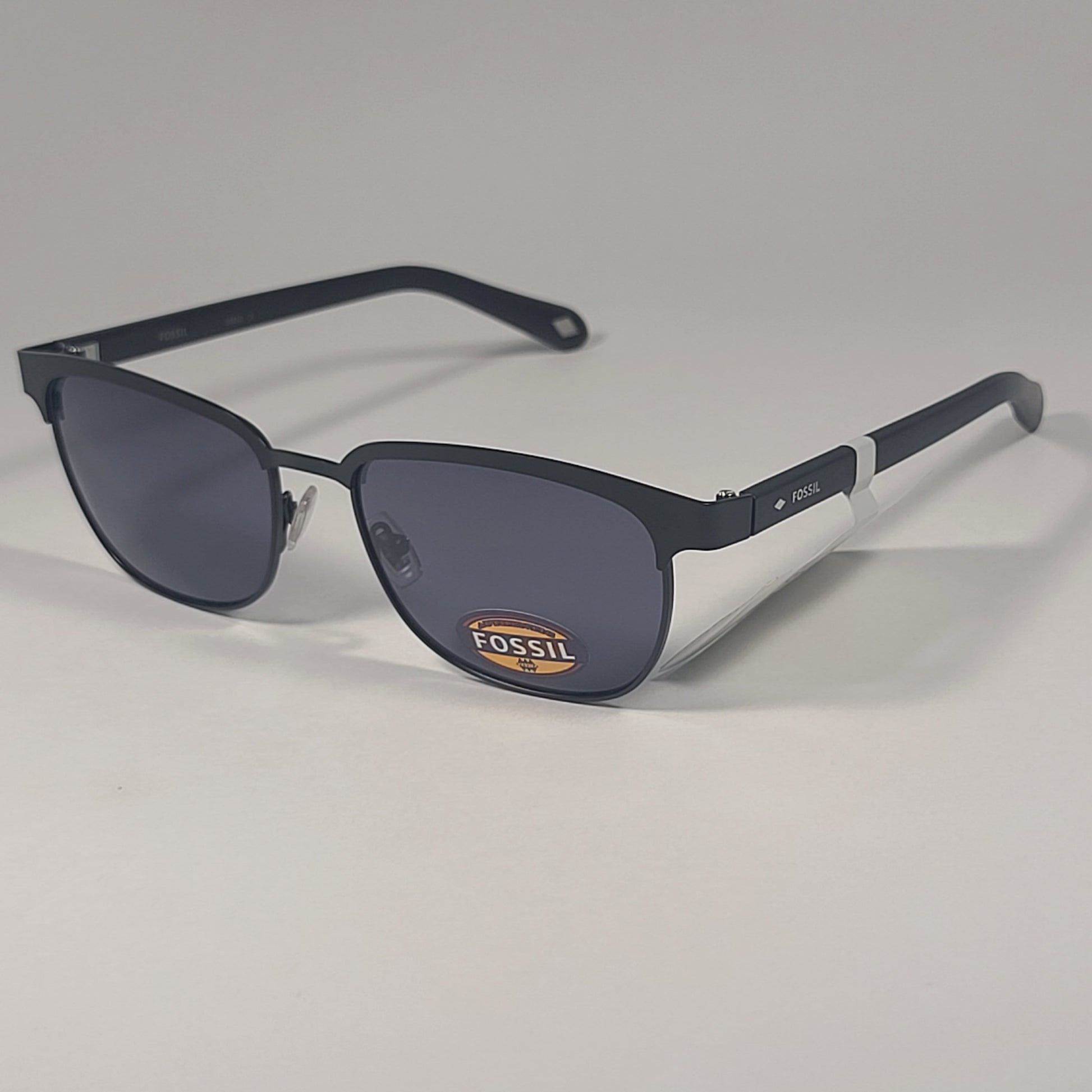 Fossil FW120 Club Sunglasses Matte Black Metal Plastic Frame Gray Tinted Lens - Sunglasses