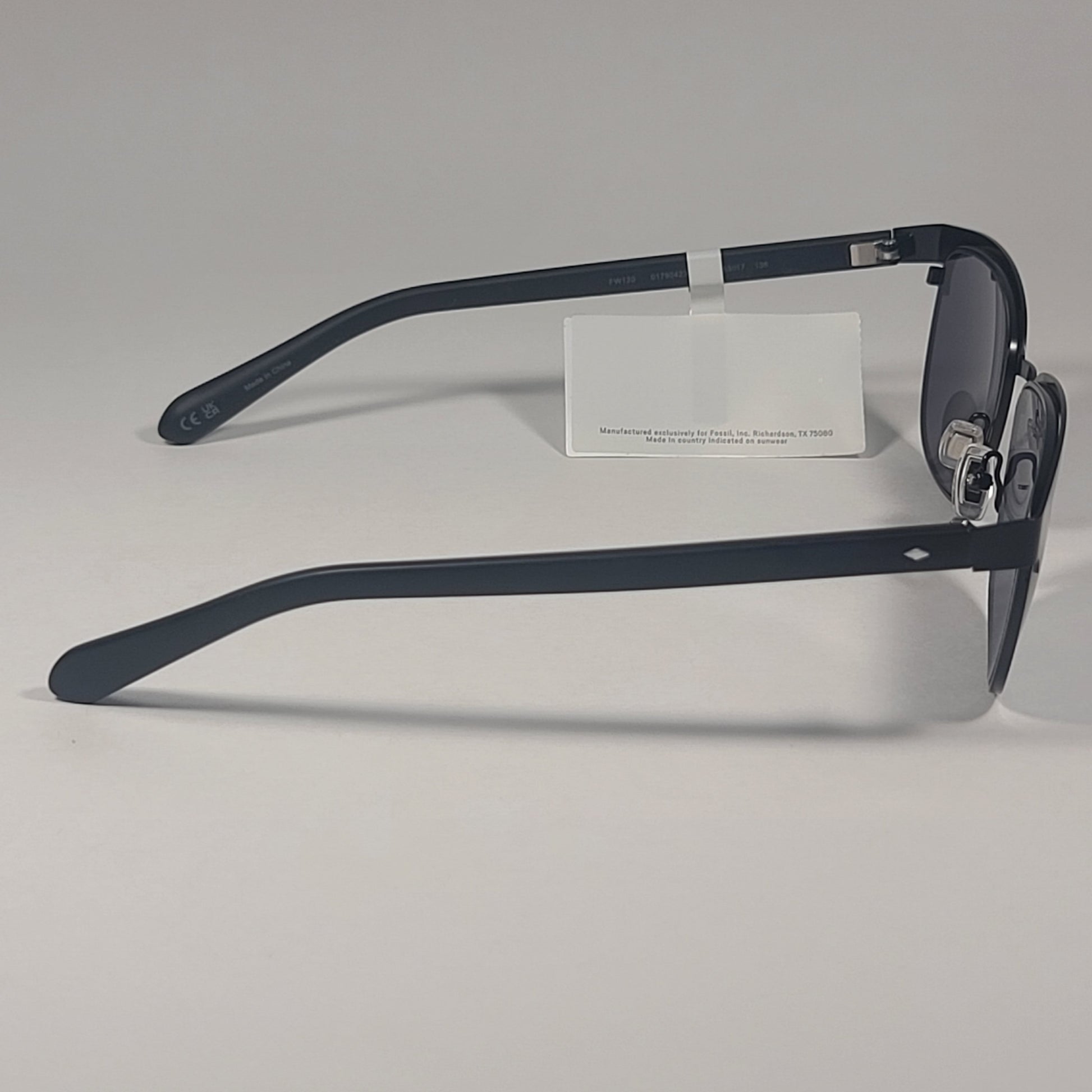 Fossil FW120 Club Sunglasses Matte Black Metal Plastic Frame Gray Tinted Lens - Sunglasses