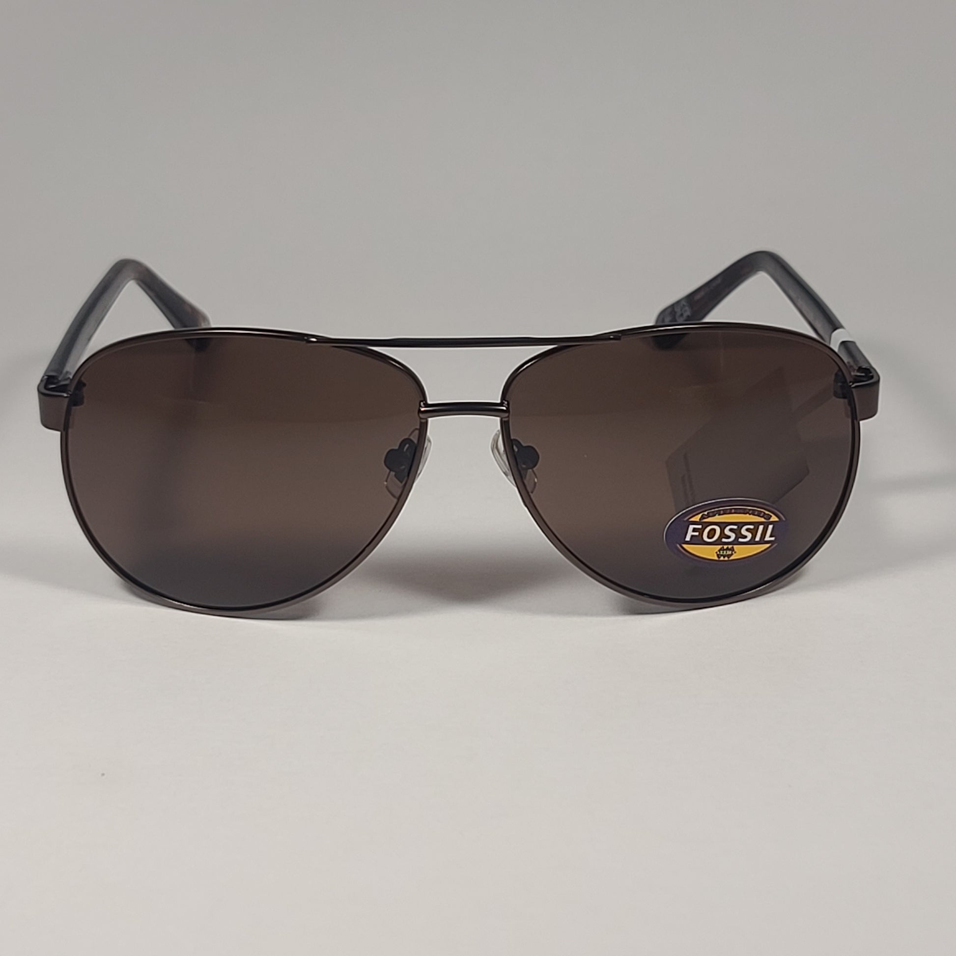 Fossil FM117 Aviator Pilot Style Sunglasses Bronze Brown Tortoise Brown Lens - Sunglasses