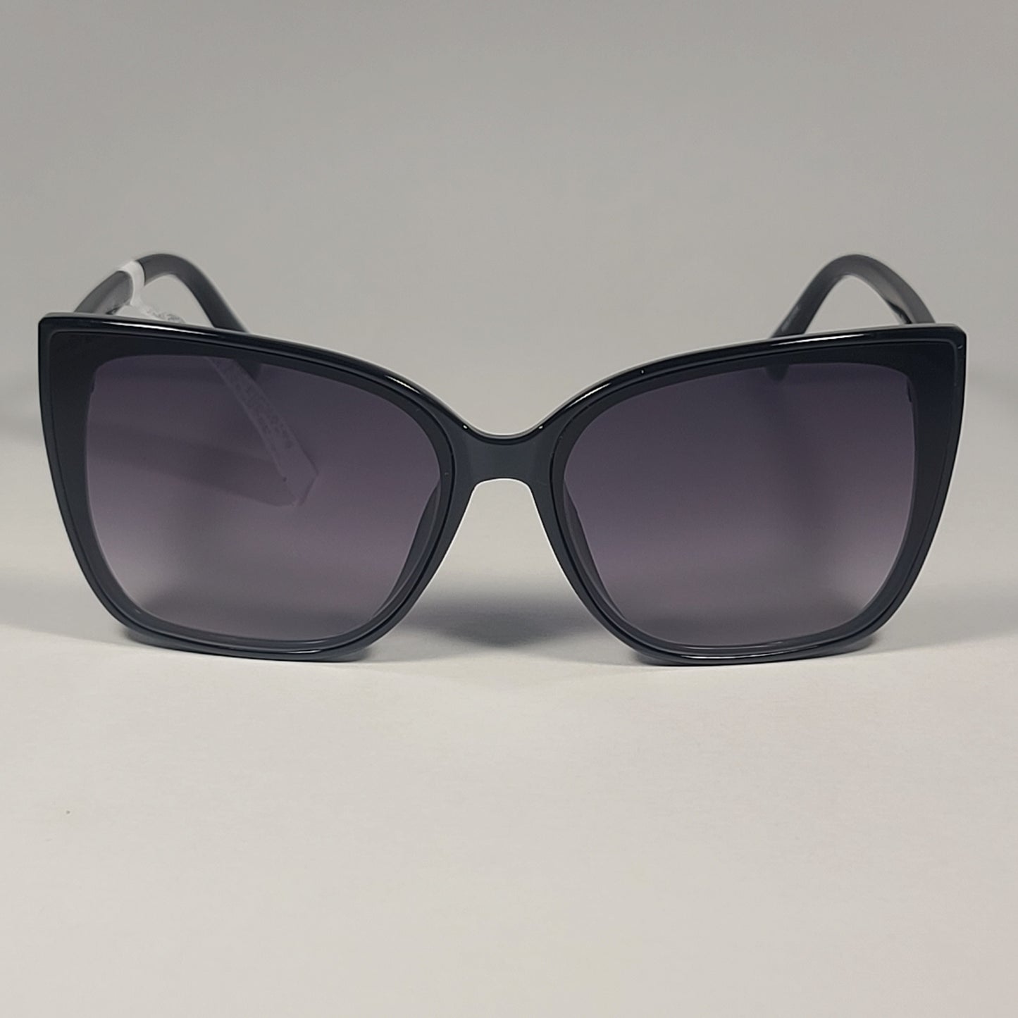 Guess GF0412 01B Oversized Butterfly Sunglasses Shiny Black Smoke Gradient Lens - Sunglasses